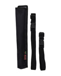 Black hand fan holster with dual adjustable waist and thigh buckle straps