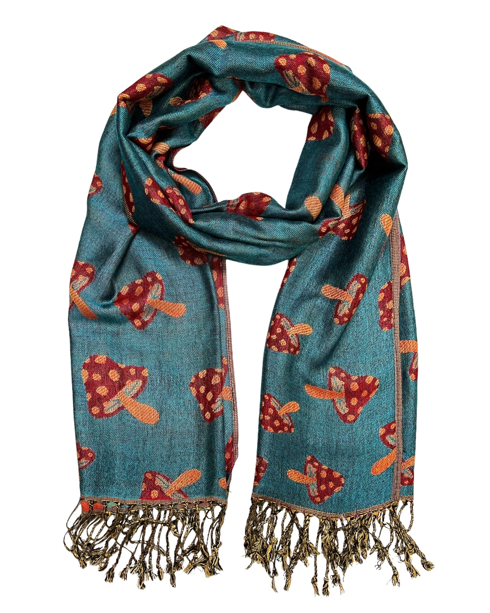 Reversible Blue & Orange Mushroom Rave Pashmina | Festival Pashmina