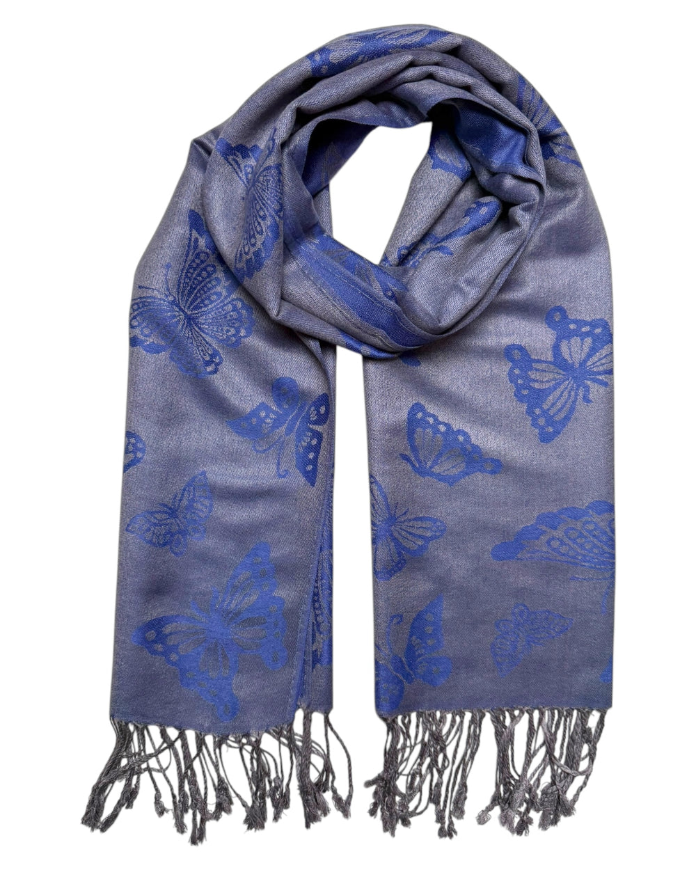 Blue & Silver Reversible Butterfly Rave Pashmina | Festival Scarf