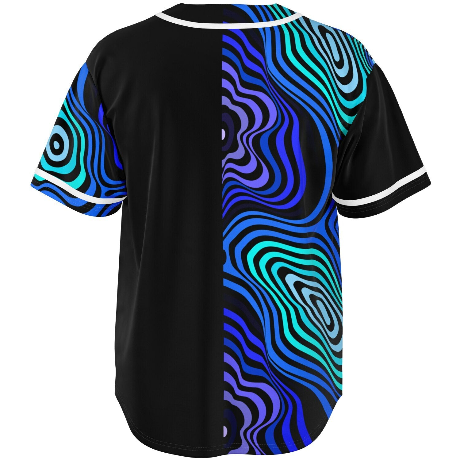 Blue and black psychedelic rave jersey back
