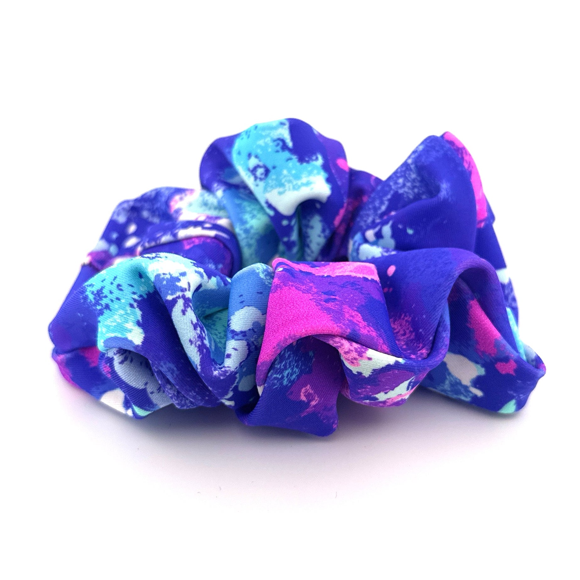 Blue and purple scrunchie on a white background 2