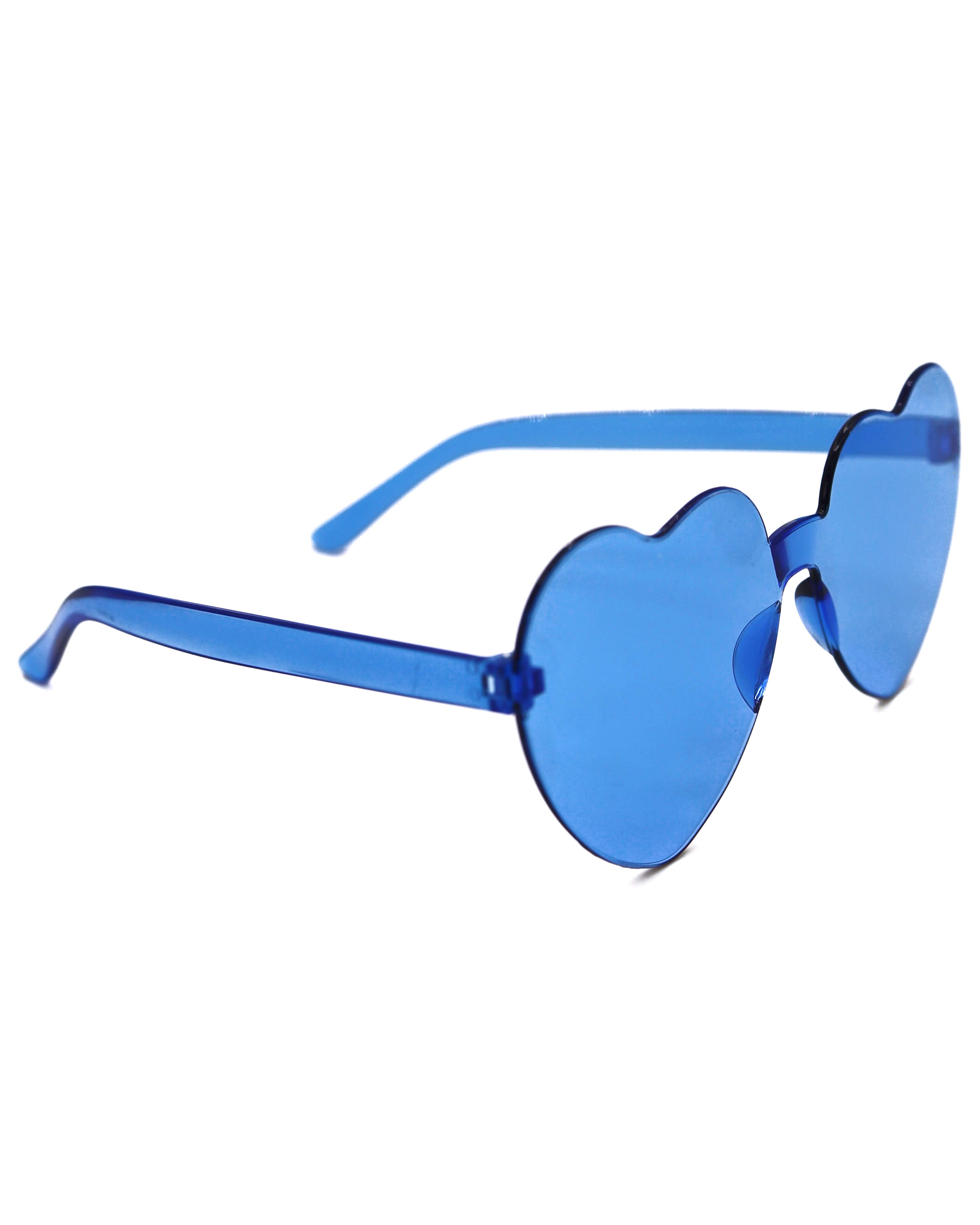 Blue heart sunglasses side view