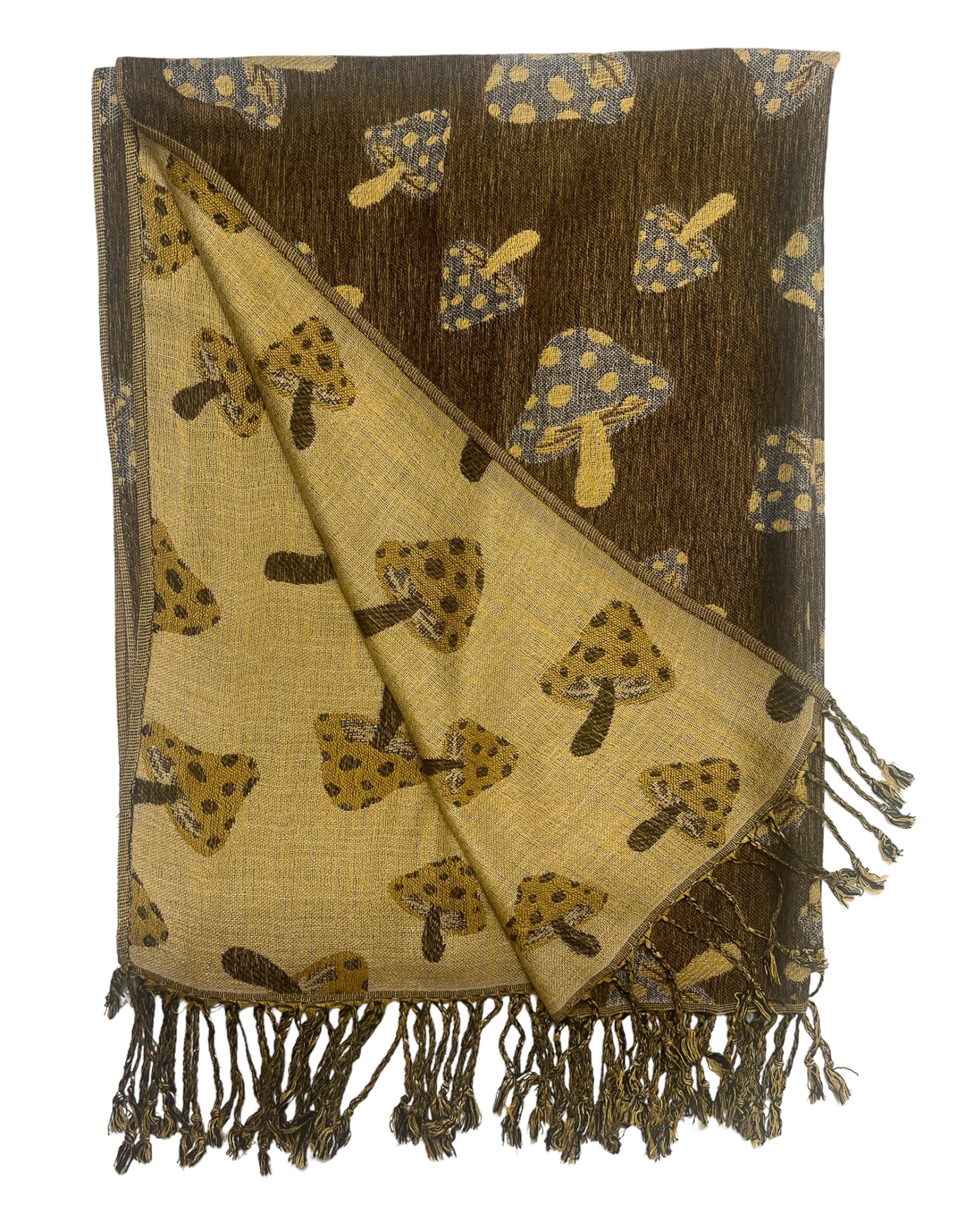 Brown & Tan Reversible Mushroom Rave Pashmina