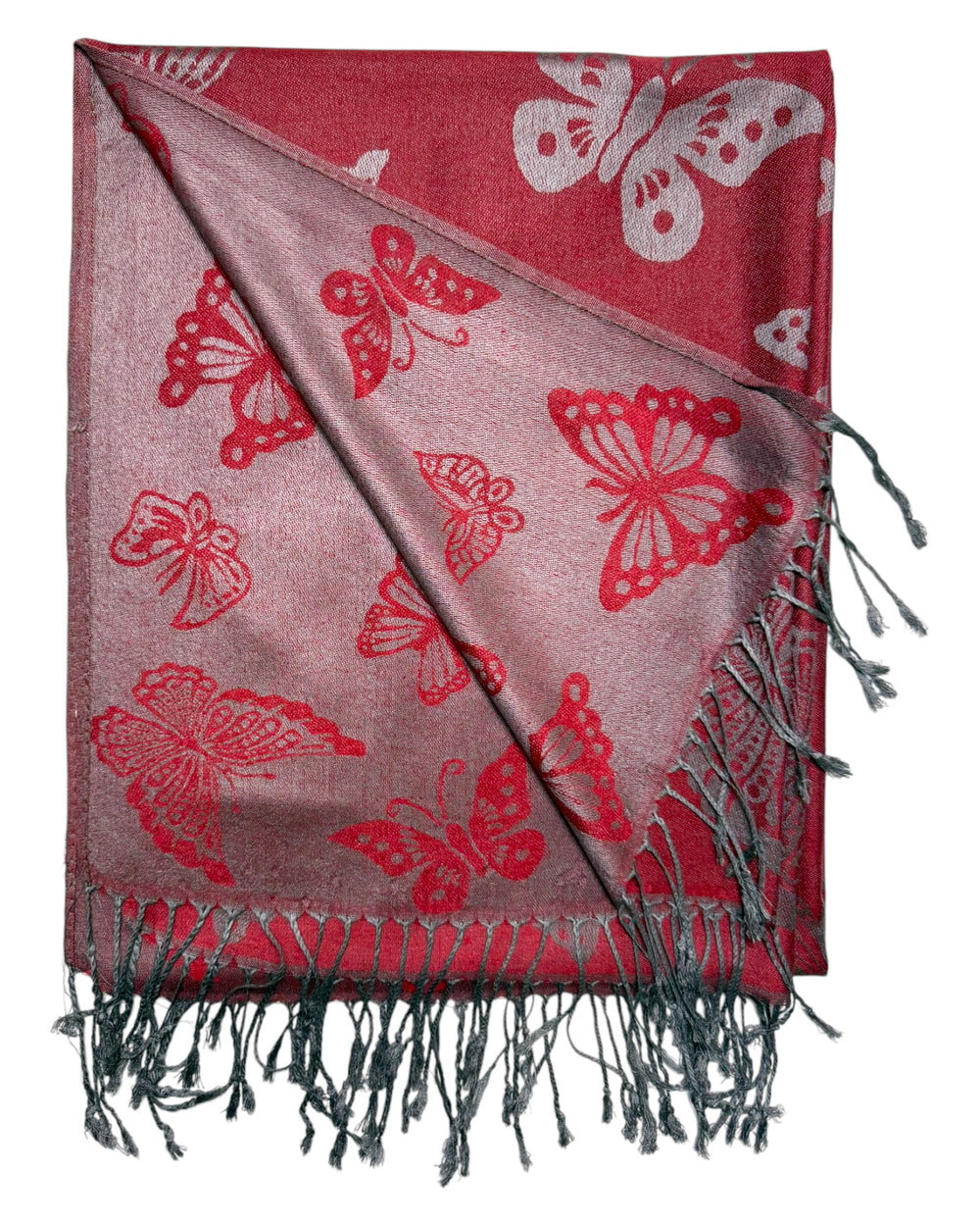 Burgundy & Silver Butterfly Rave Pashmina | Festival Scaf - Rave Shawl