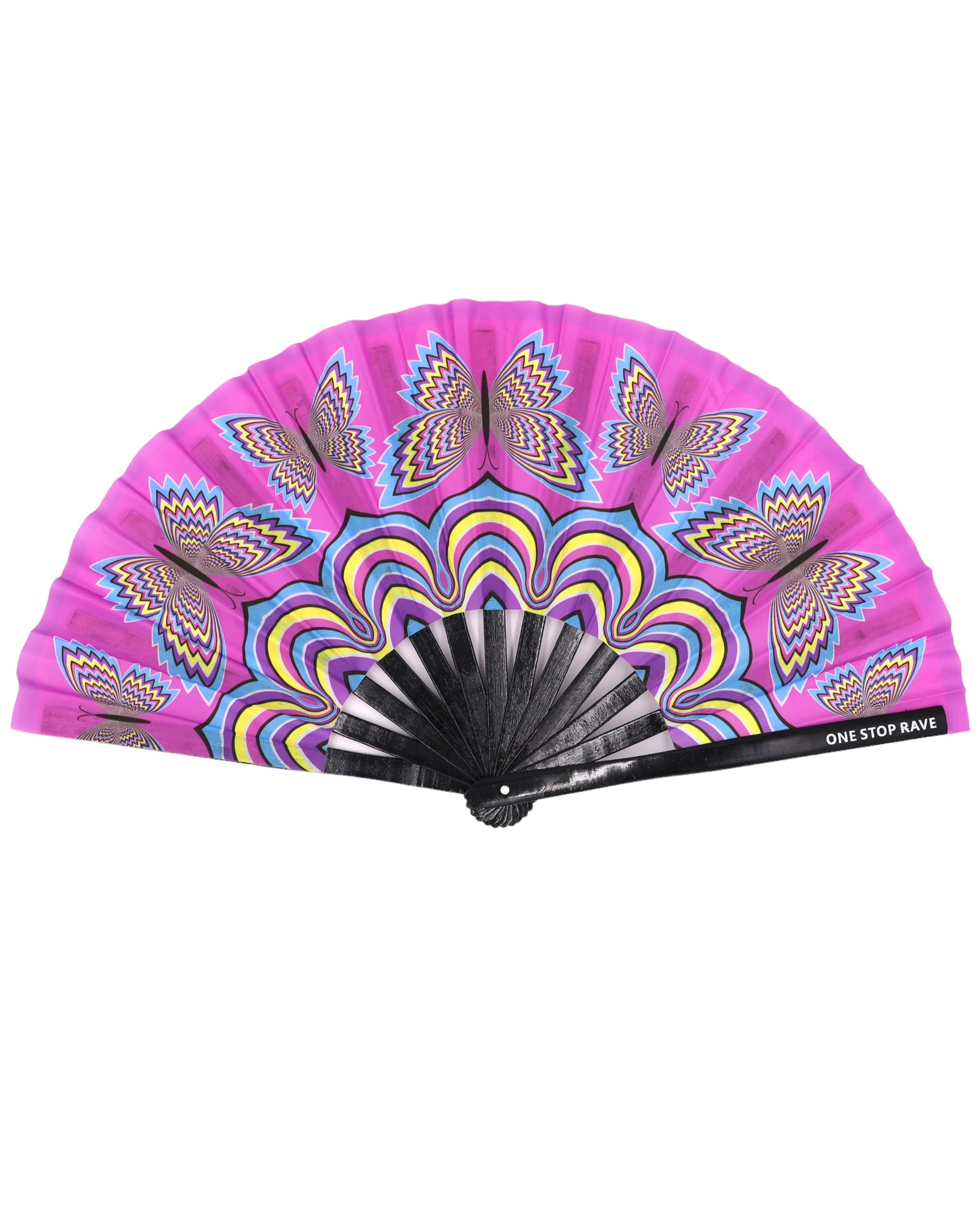 Butterfly Trip Hand Fan, Festival Fans 13.5", - One Stop Rave