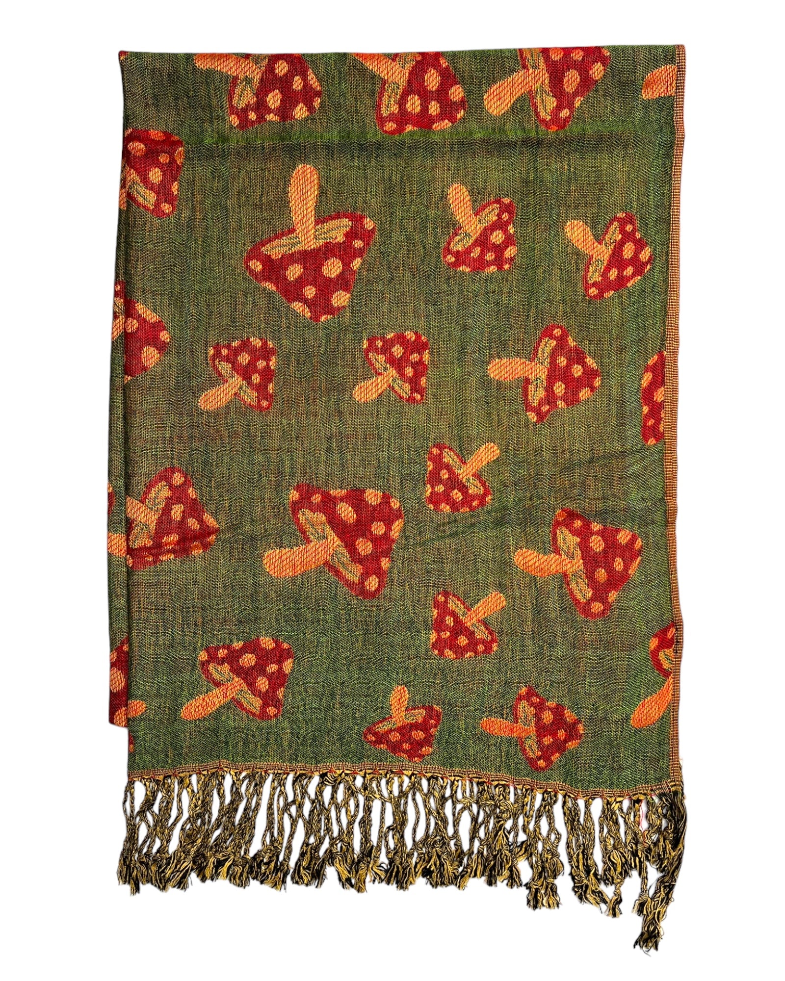 Green & Orange Reversible Mushroom Rave Pashmina