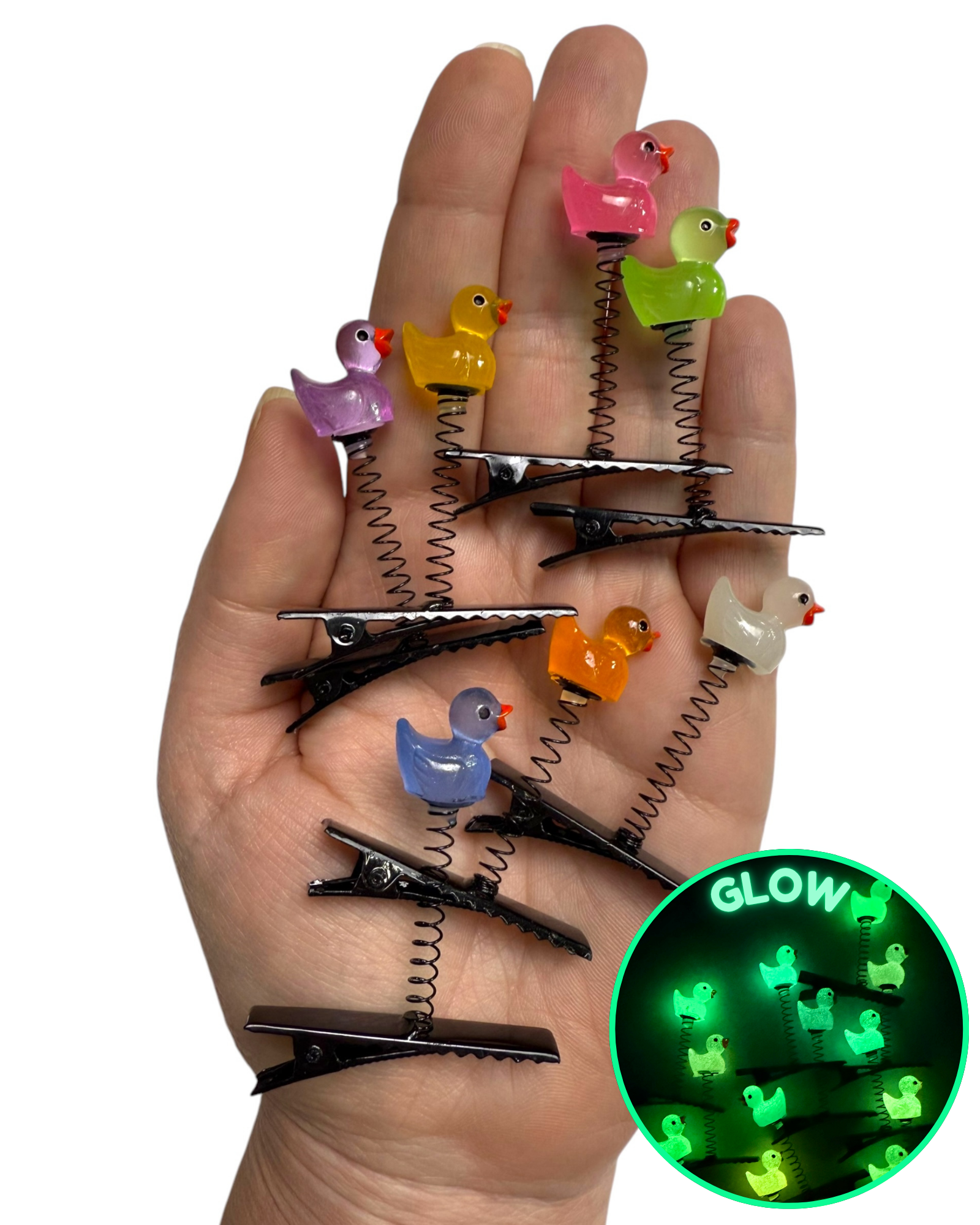 Glow In The Dark Duck Assorted Sprout Clips 7-PC Set | Rave Sprouts