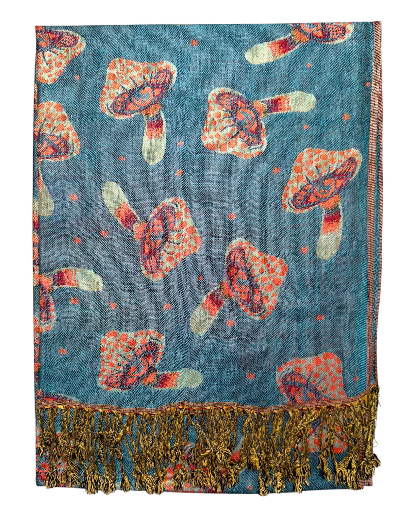 Blue & Orange Reversible Mushroom Eyes Rave Pashmina
