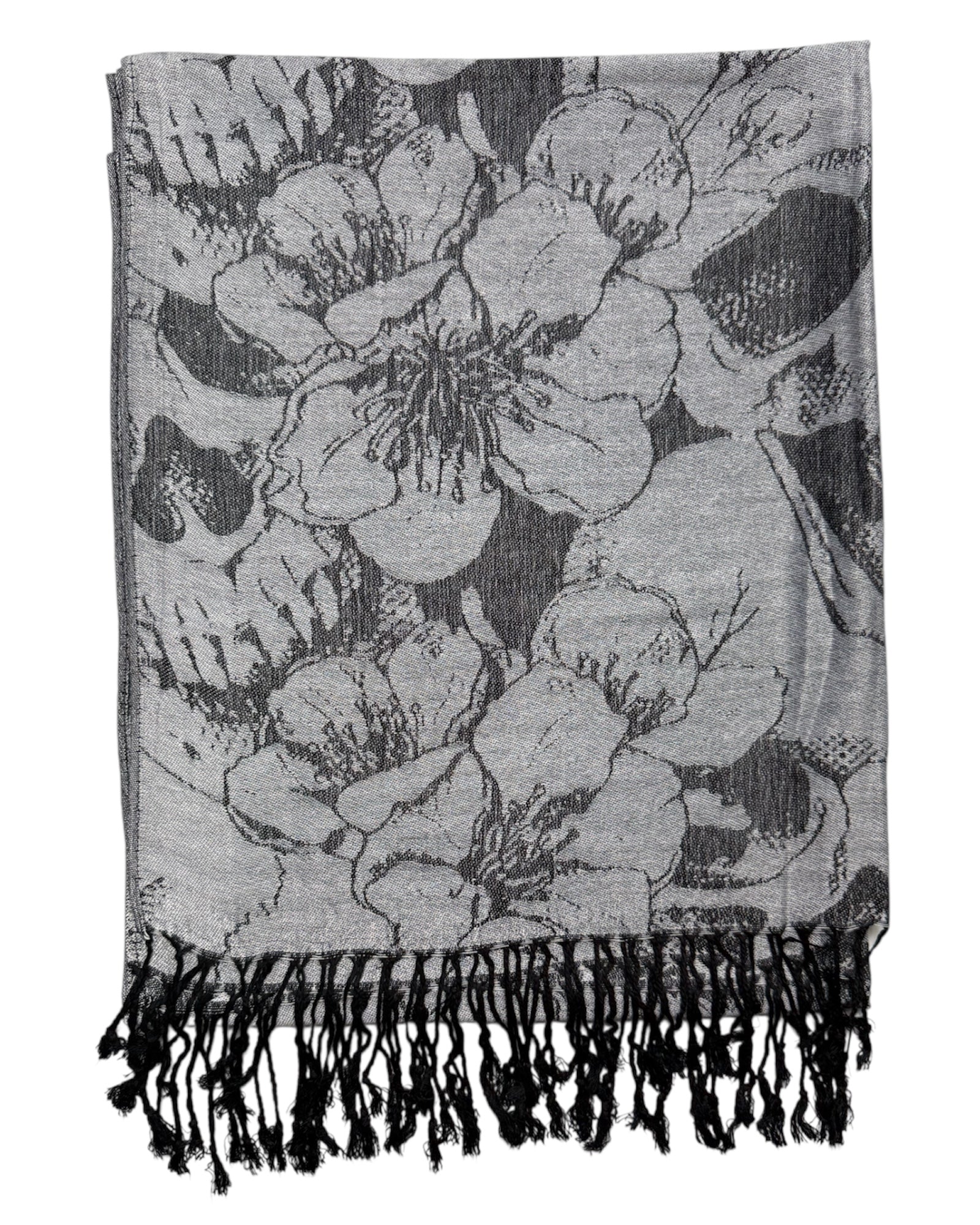 Skull patterned throw blanket with black and gray colors on a white background