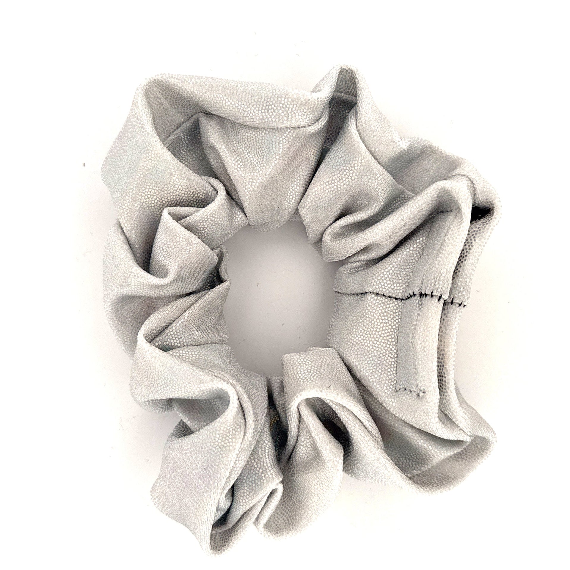Holo Stashie silver holographic rave scrunchie with hidden pocket with white background