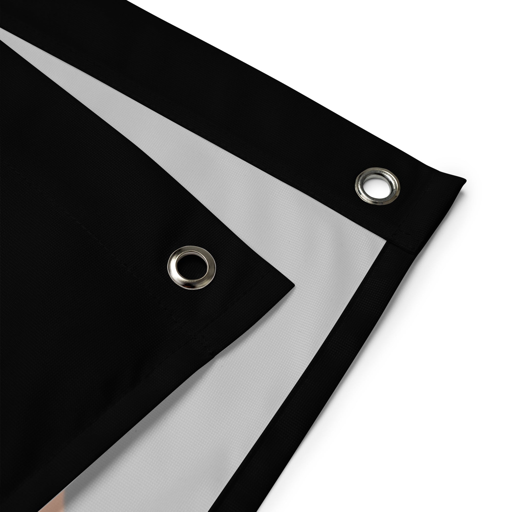 showing off the two grommets with the front side and back side of the flag.