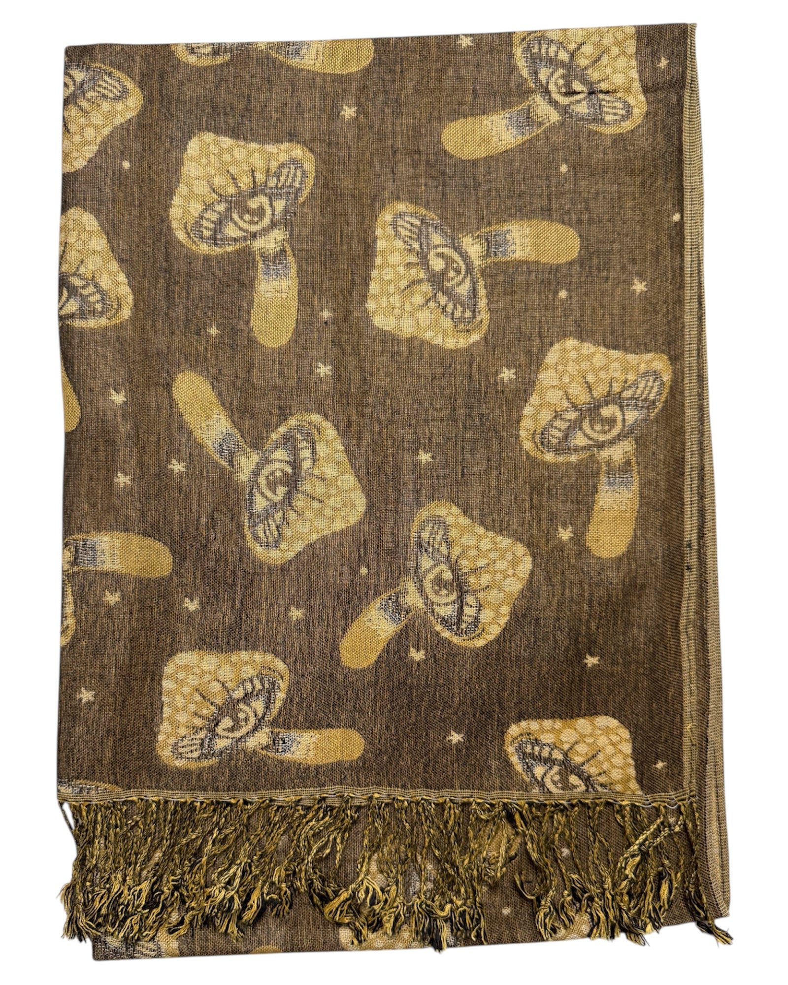 Earthy Reversible Mushroom Eyes Rave Pashmina