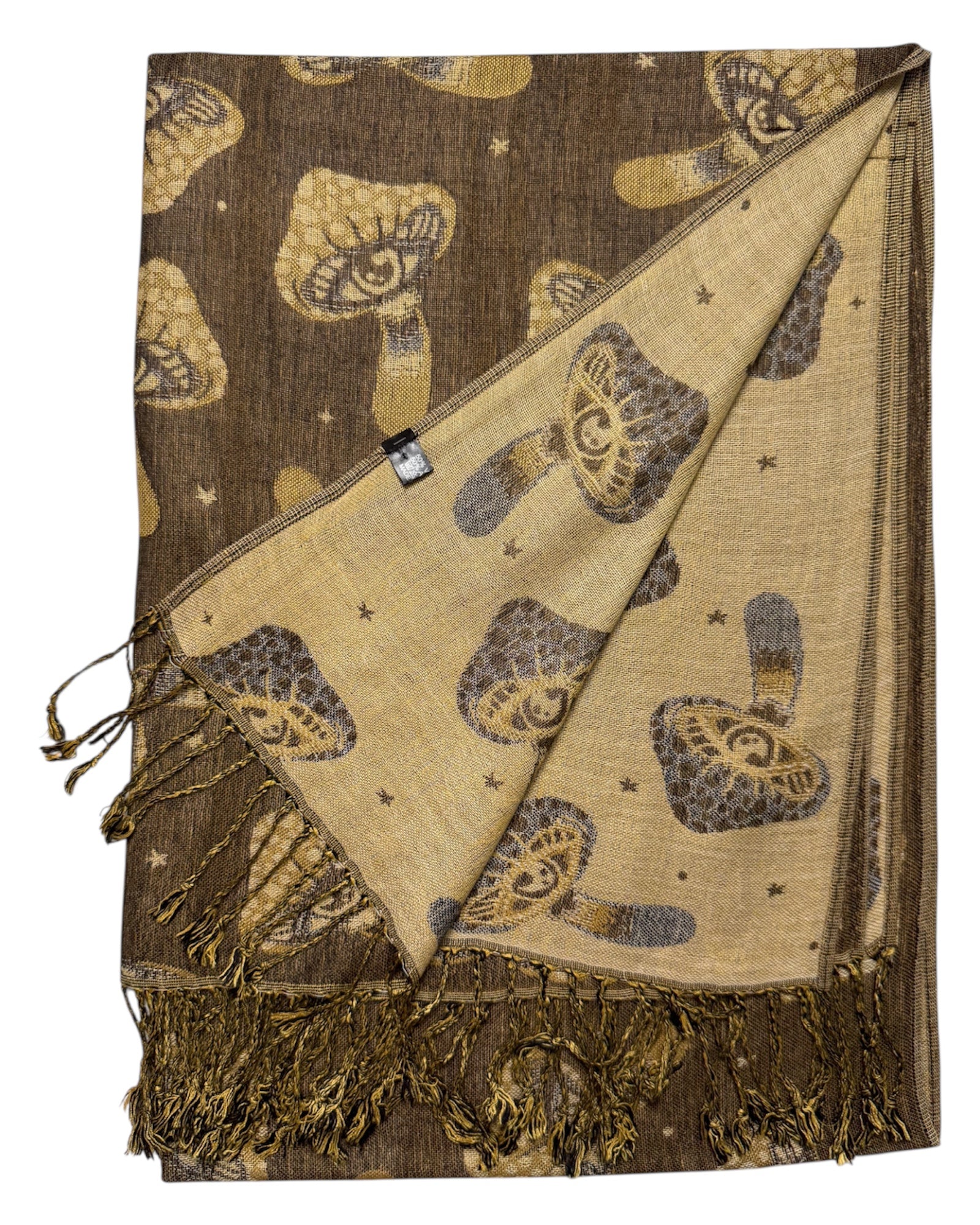 Earthy Reversible Mushroom Eyes Rave Pashmina