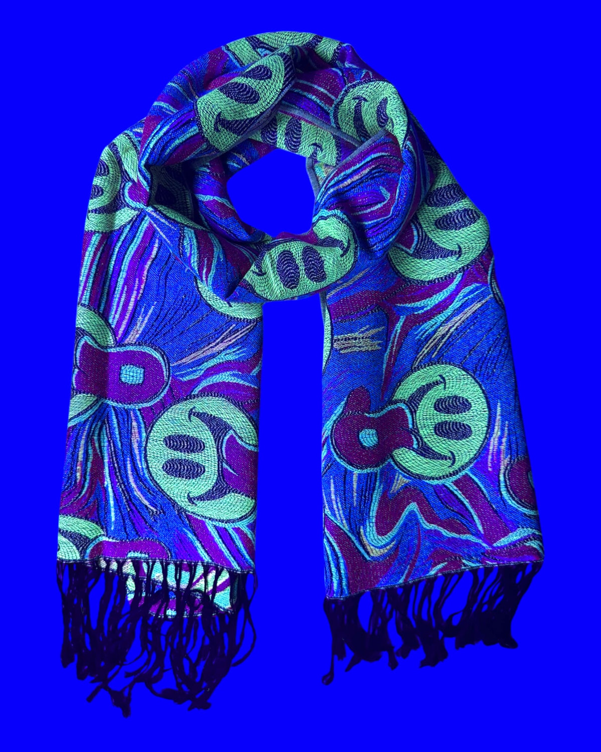 Pink & Blue Reversible Tripped Out Pashmina