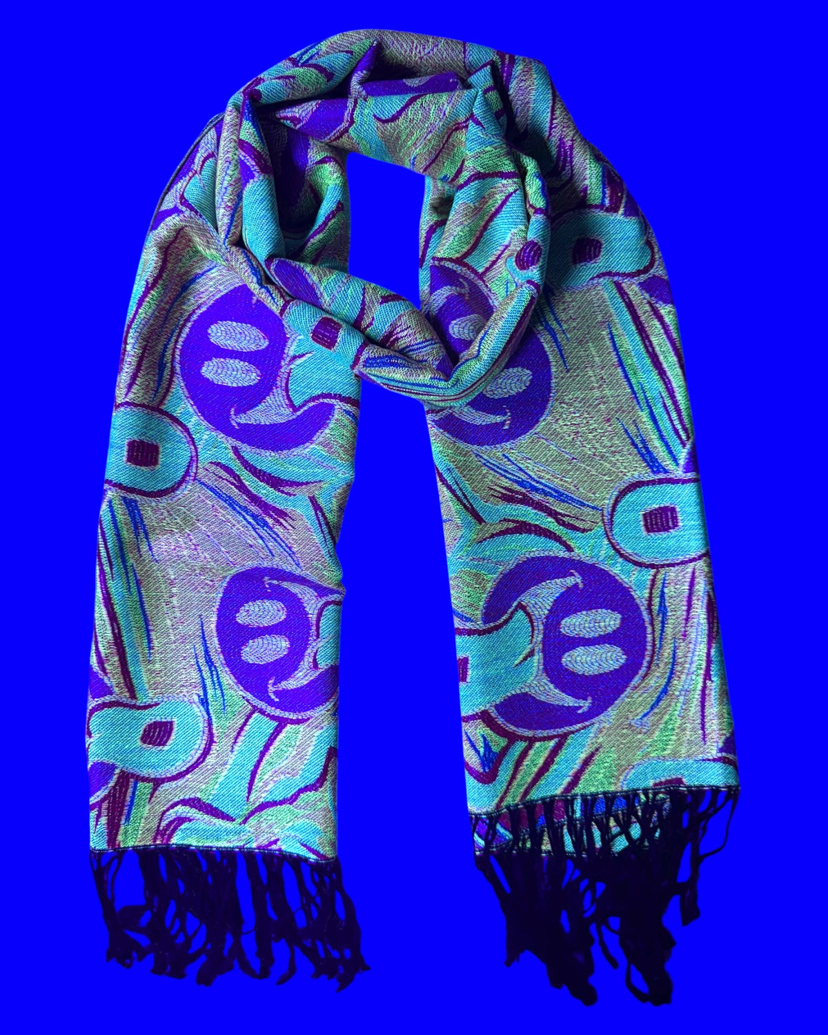 Pink & Blue Reversible Tripped Out Pashmina