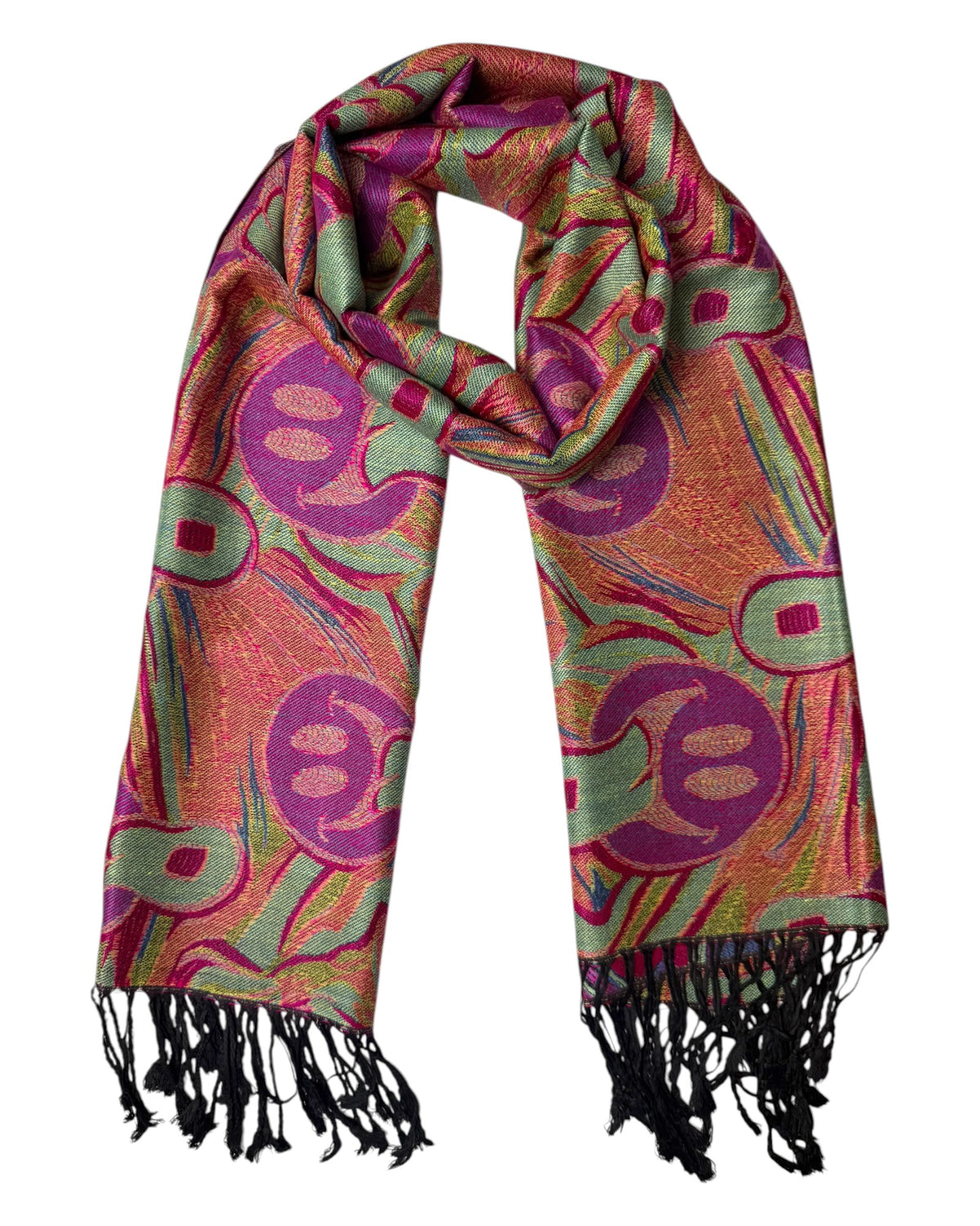 Pink & Blue Reversible Tripped Out Pashmina