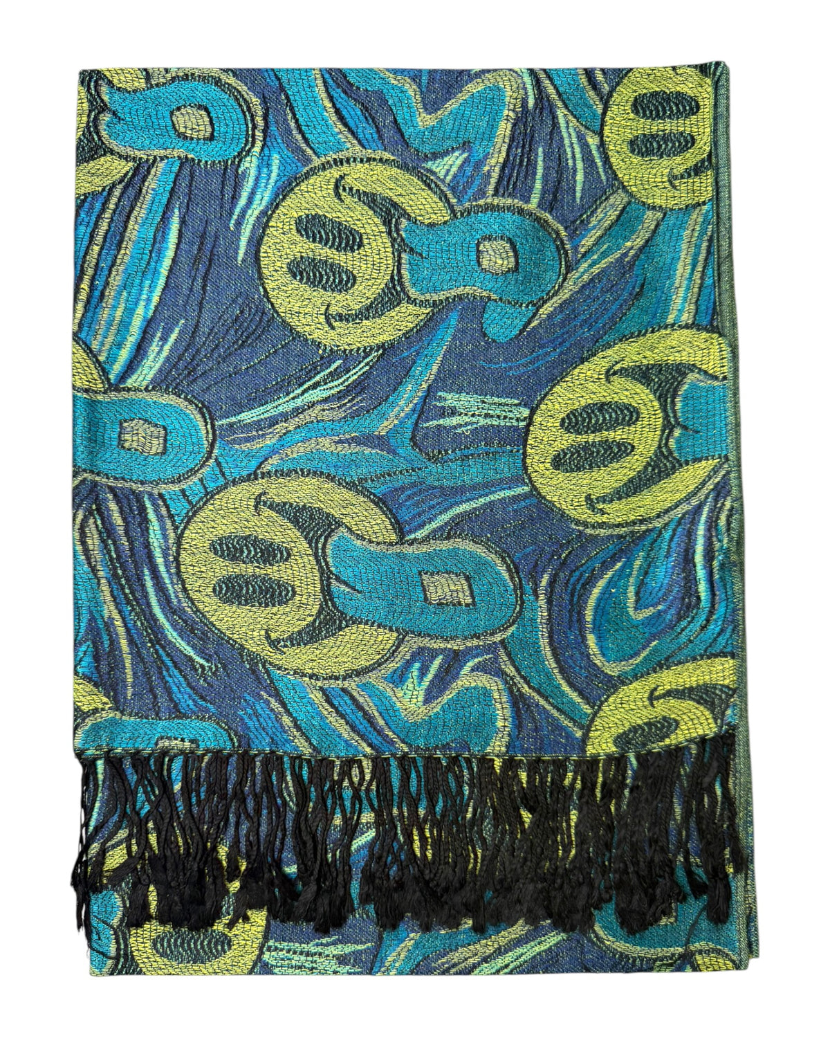 Electric Blue Reversible Tripped Out Pashmina