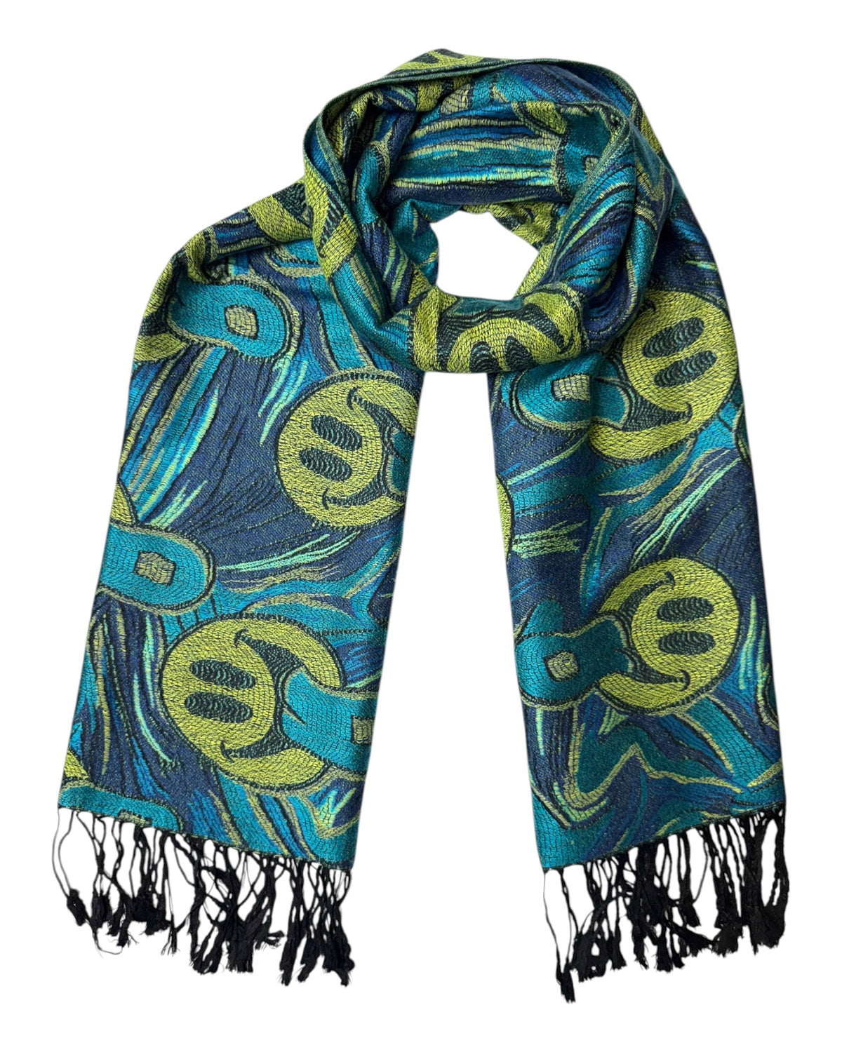 Electric Blue Reversible Tripped Out Pashmina