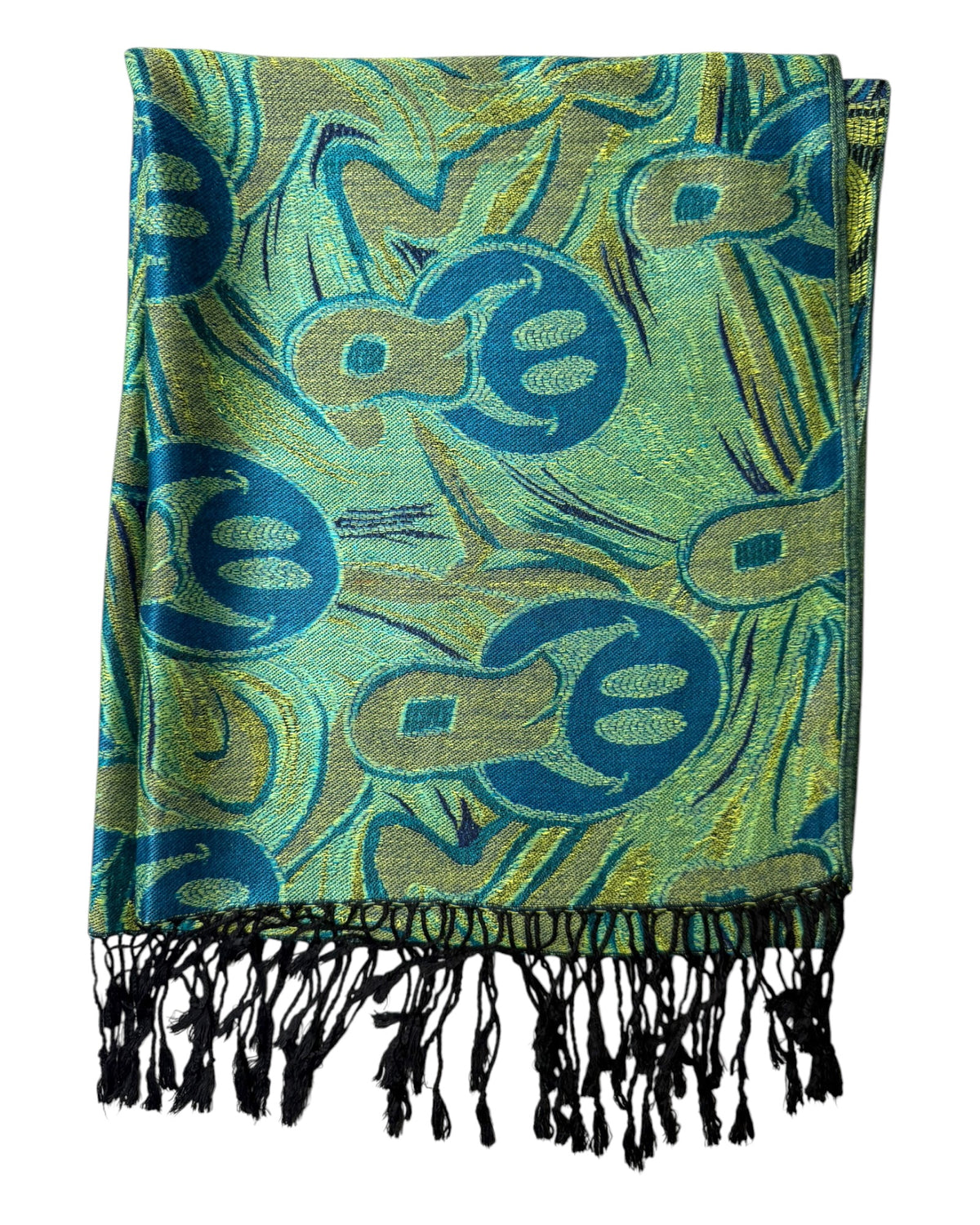Electric Blue Reversible Tripped Out Pashmina
