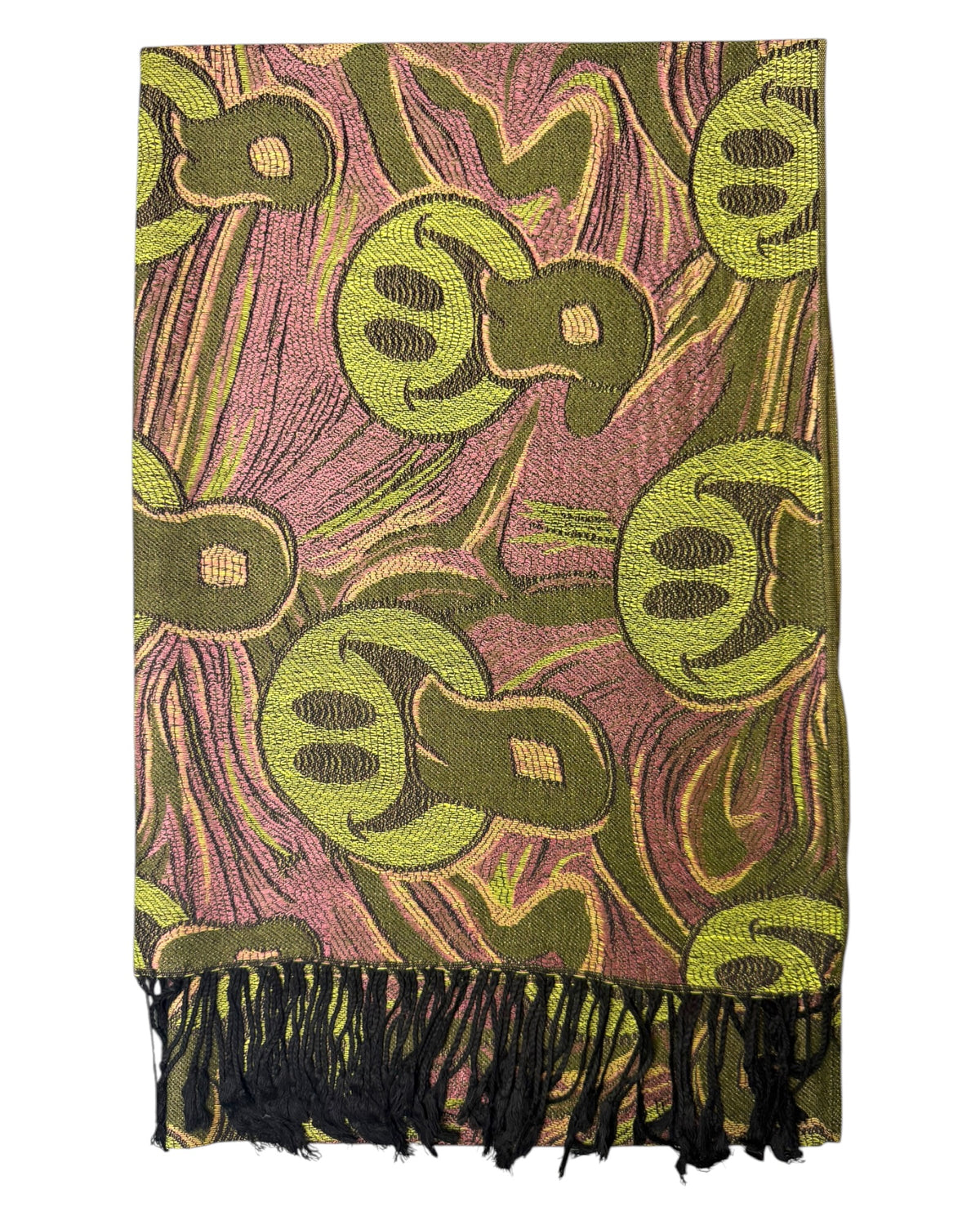 Pink & Army Green Reversible Tripped Out Pashmina