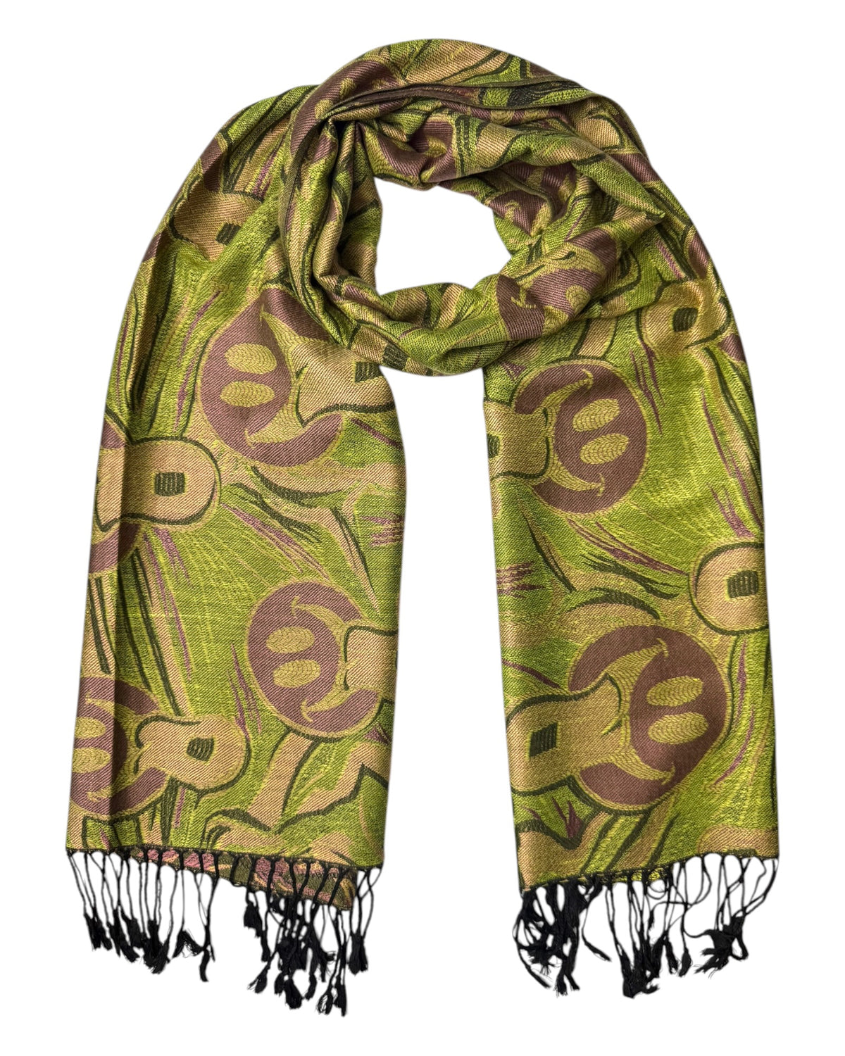 Pink & Army Green Reversible Tripped Out Pashmina