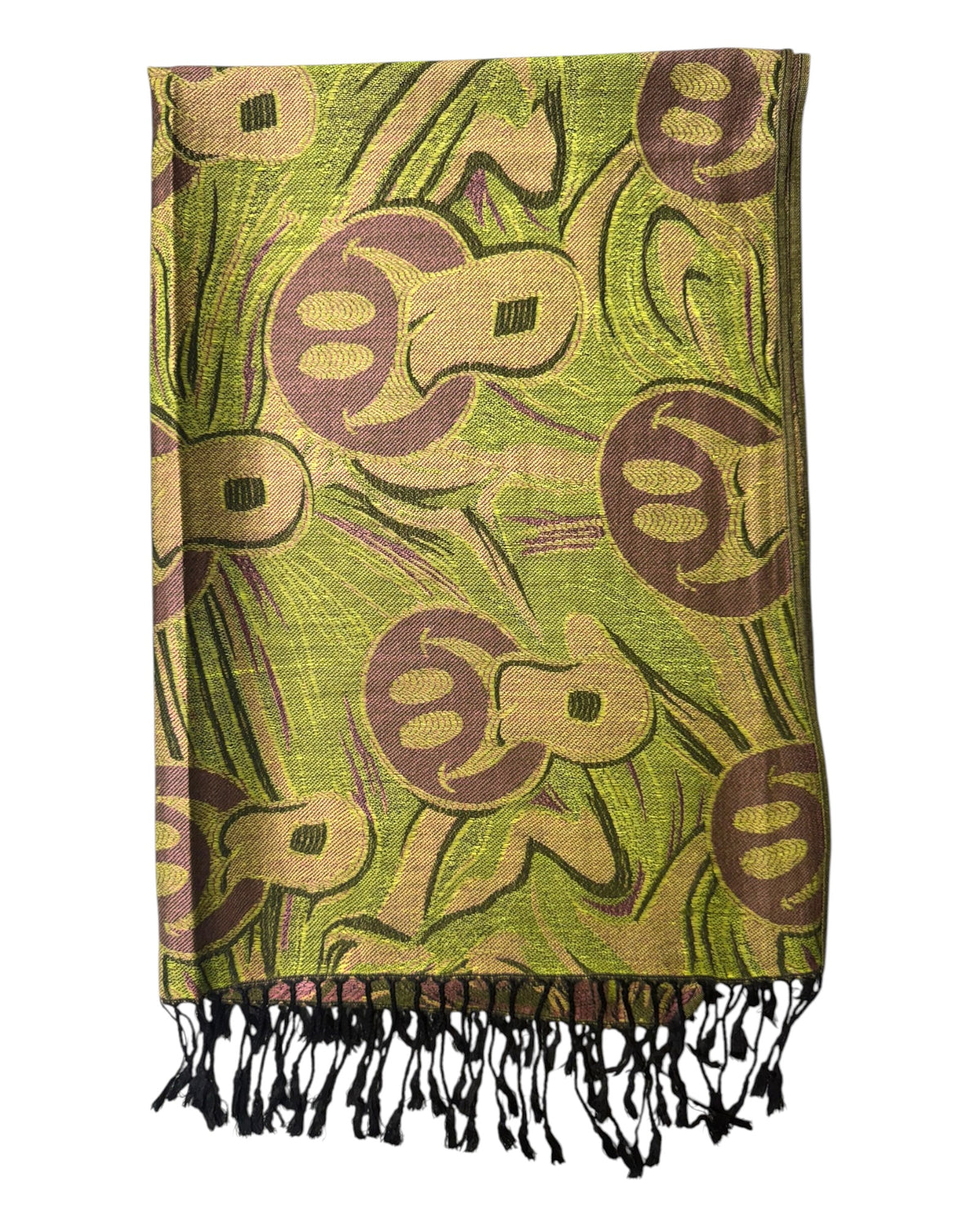 Pink & Army Green Reversible Tripped Out Pashmina