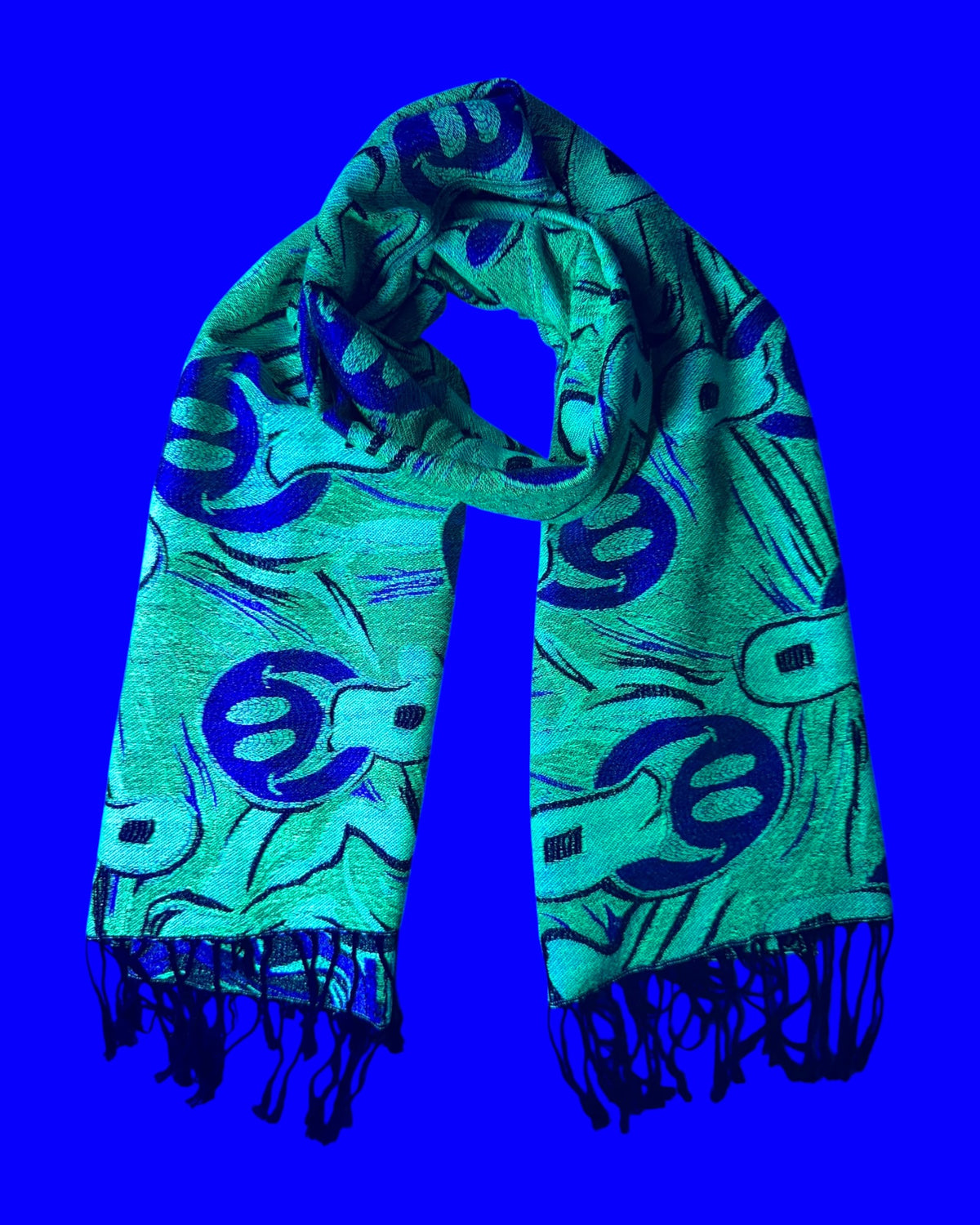 Black & Silver Reversible Tripped Out Pashmina