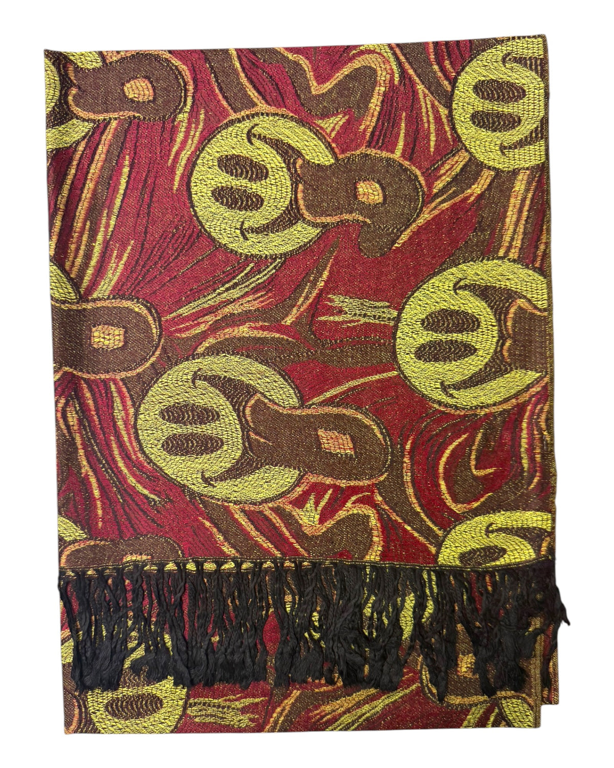 Burgundy & Black Reversible Tripped Out Pashmina