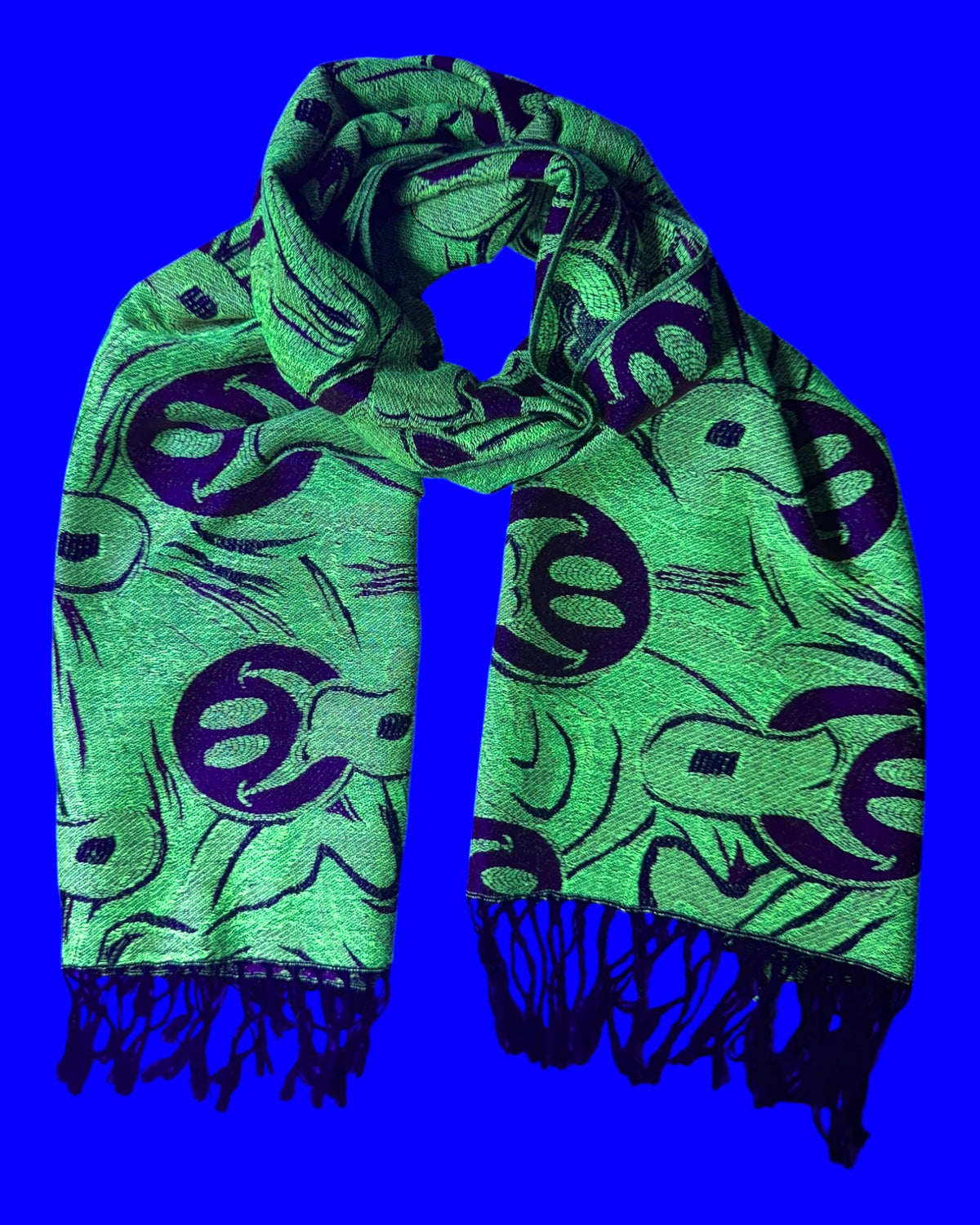 Burgundy & Black Reversible Tripped Out Pashmina