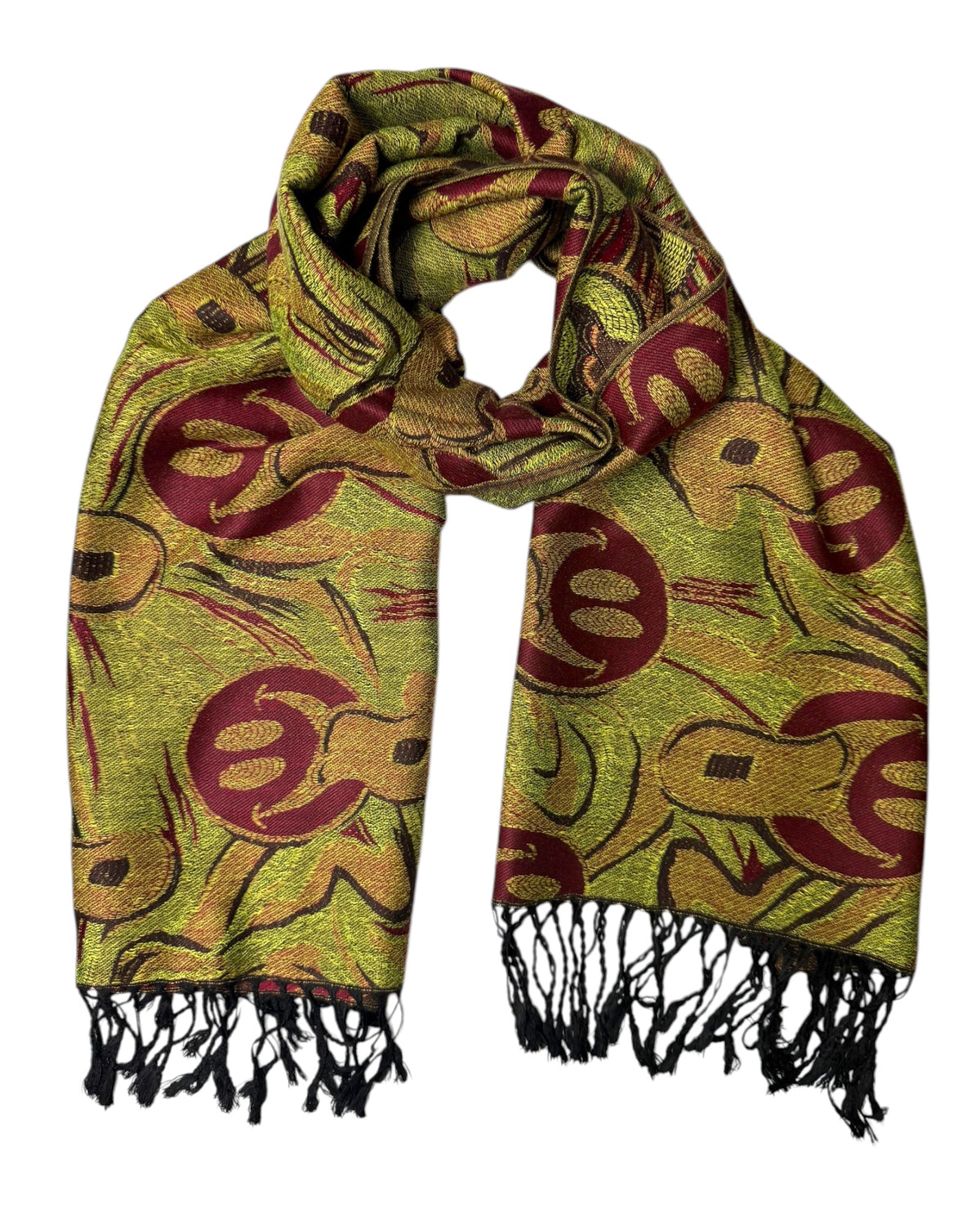 Burgundy & Black Reversible Tripped Out Pashmina