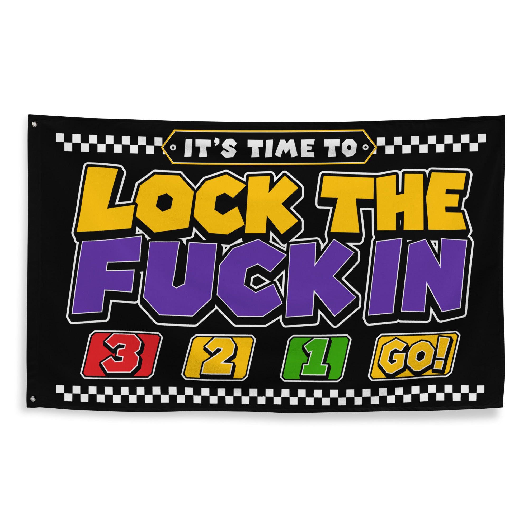Colorful Time to Lock In flag for rave room decor or festival camp