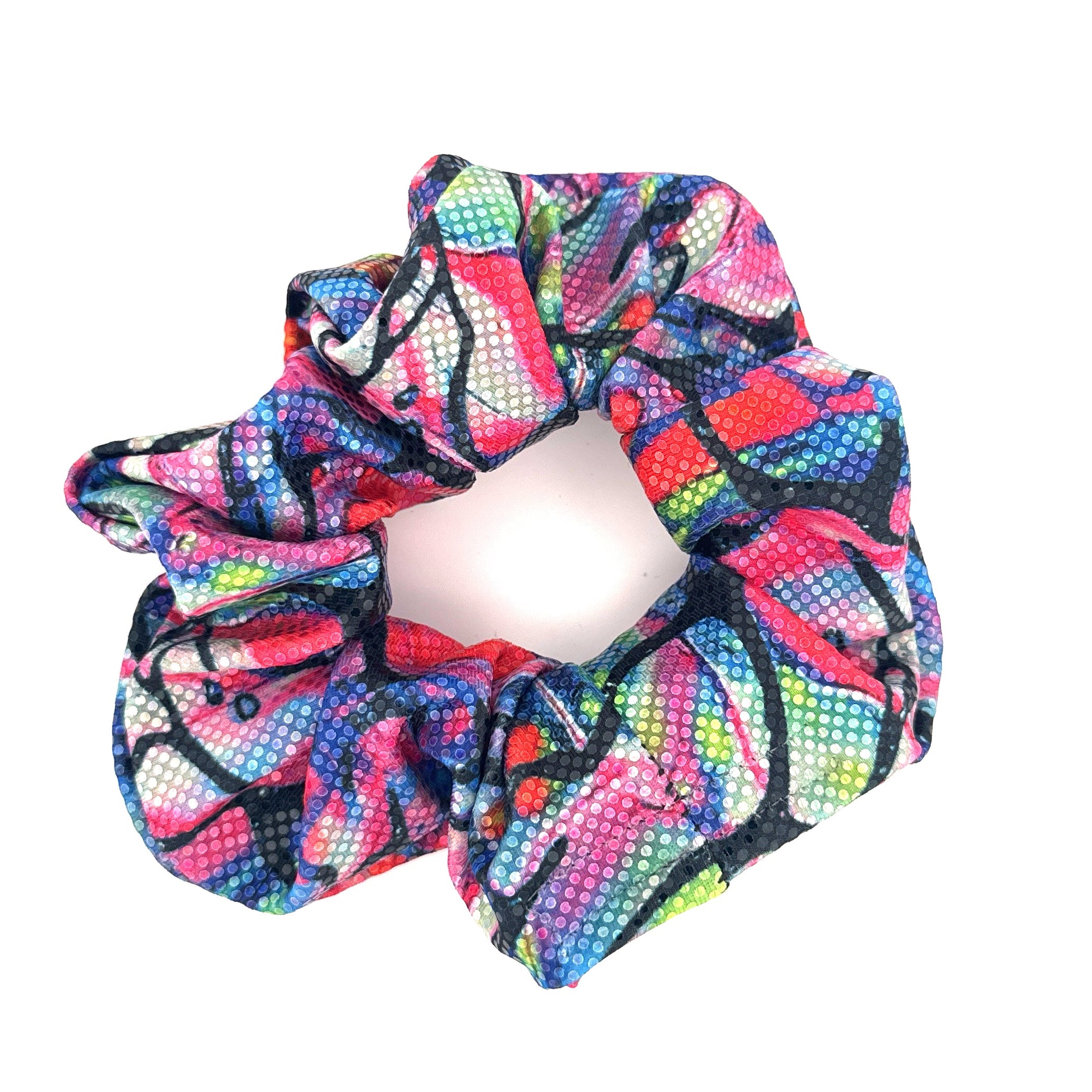 Mermaid Stashie multicolor dotted rave scrunchie with stash pocket