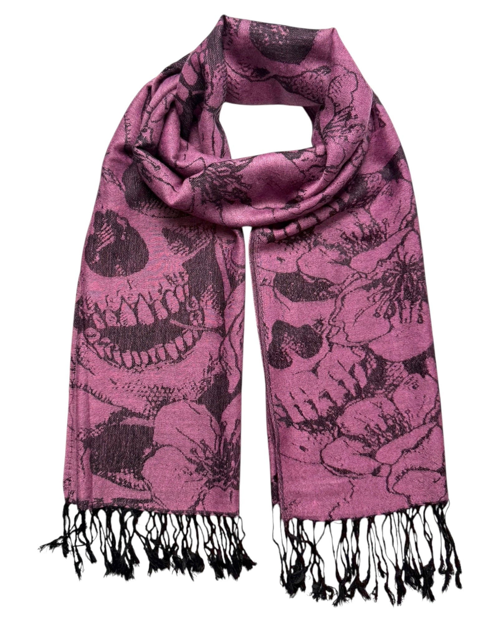 Pink & Black Skull Rave Pashmina | Festival Scarf | Rave Outfit