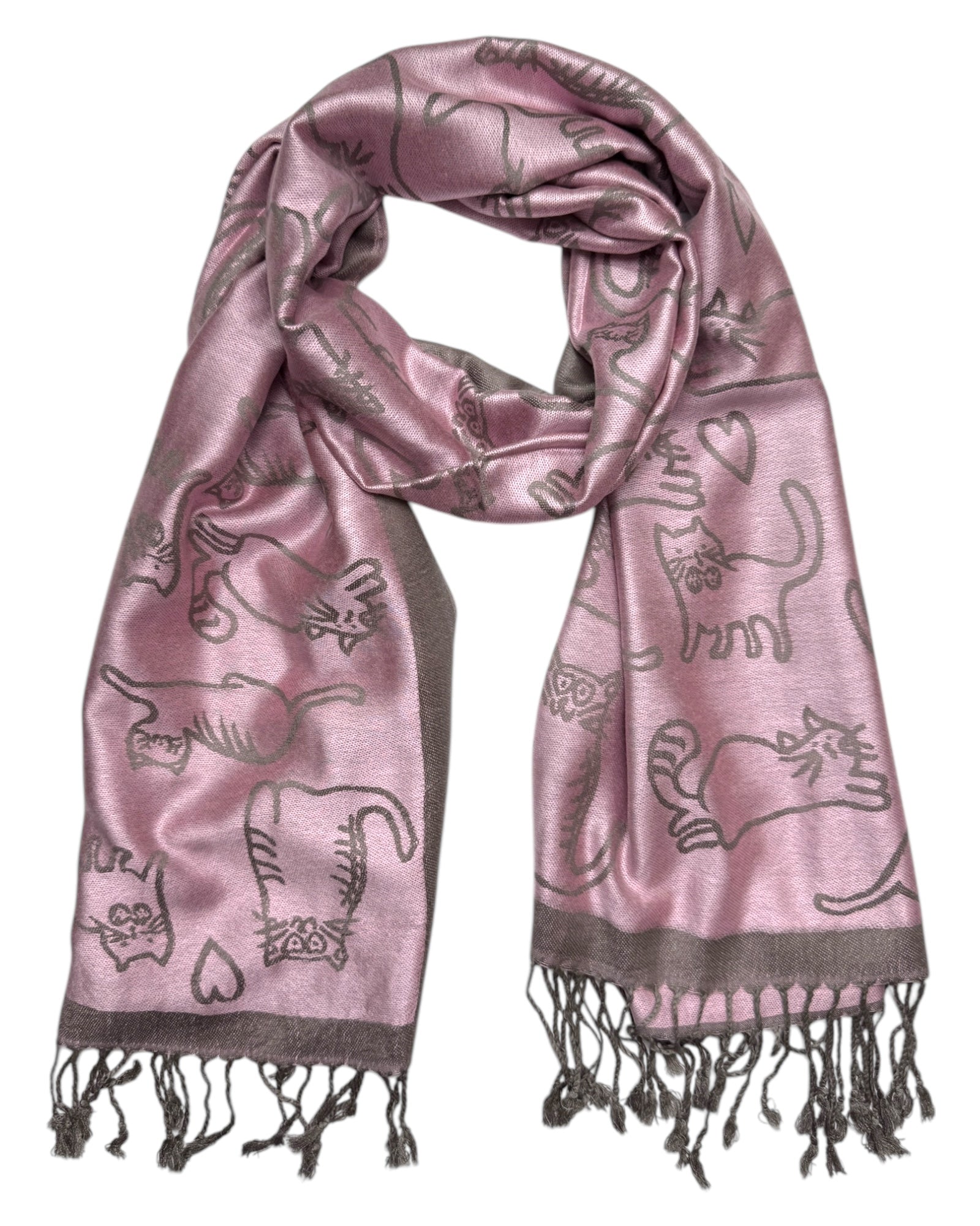 Pink & Grey Reversible Cat Rave Pashmina