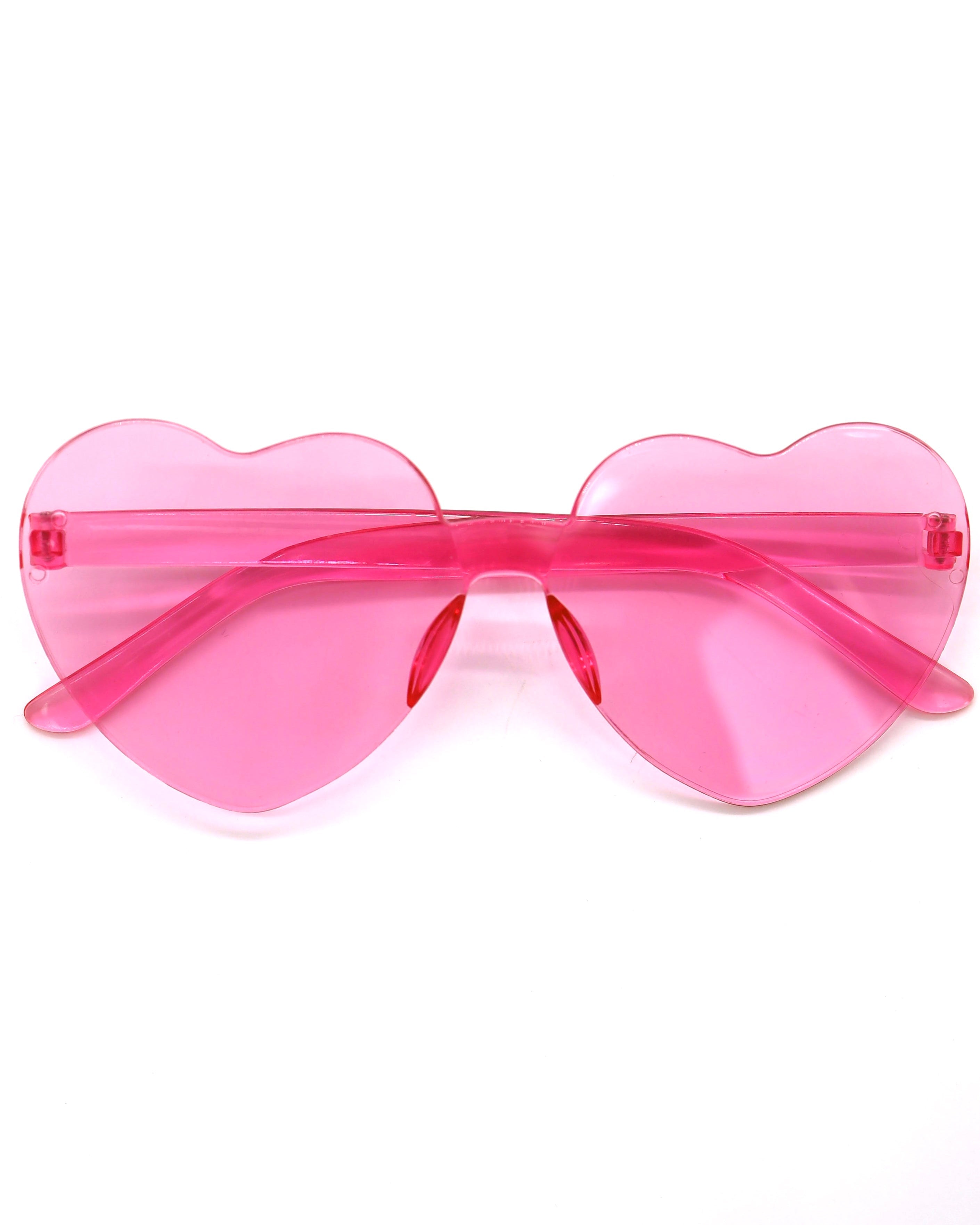 Pink heart sunglasses straight on view