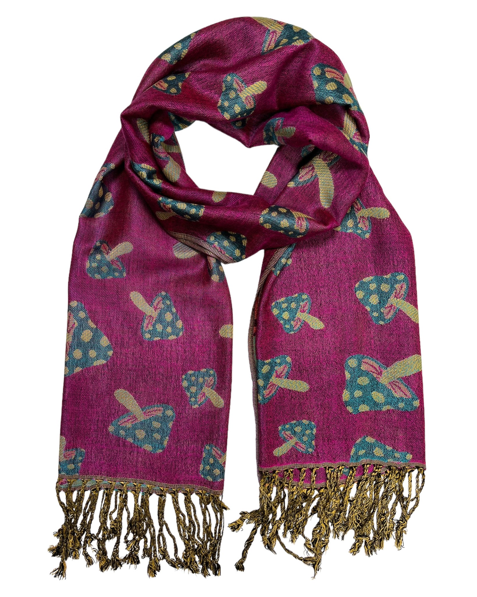 Purple & Teal Reversible Mushroom Rave Pashmina | Festival Pashmina