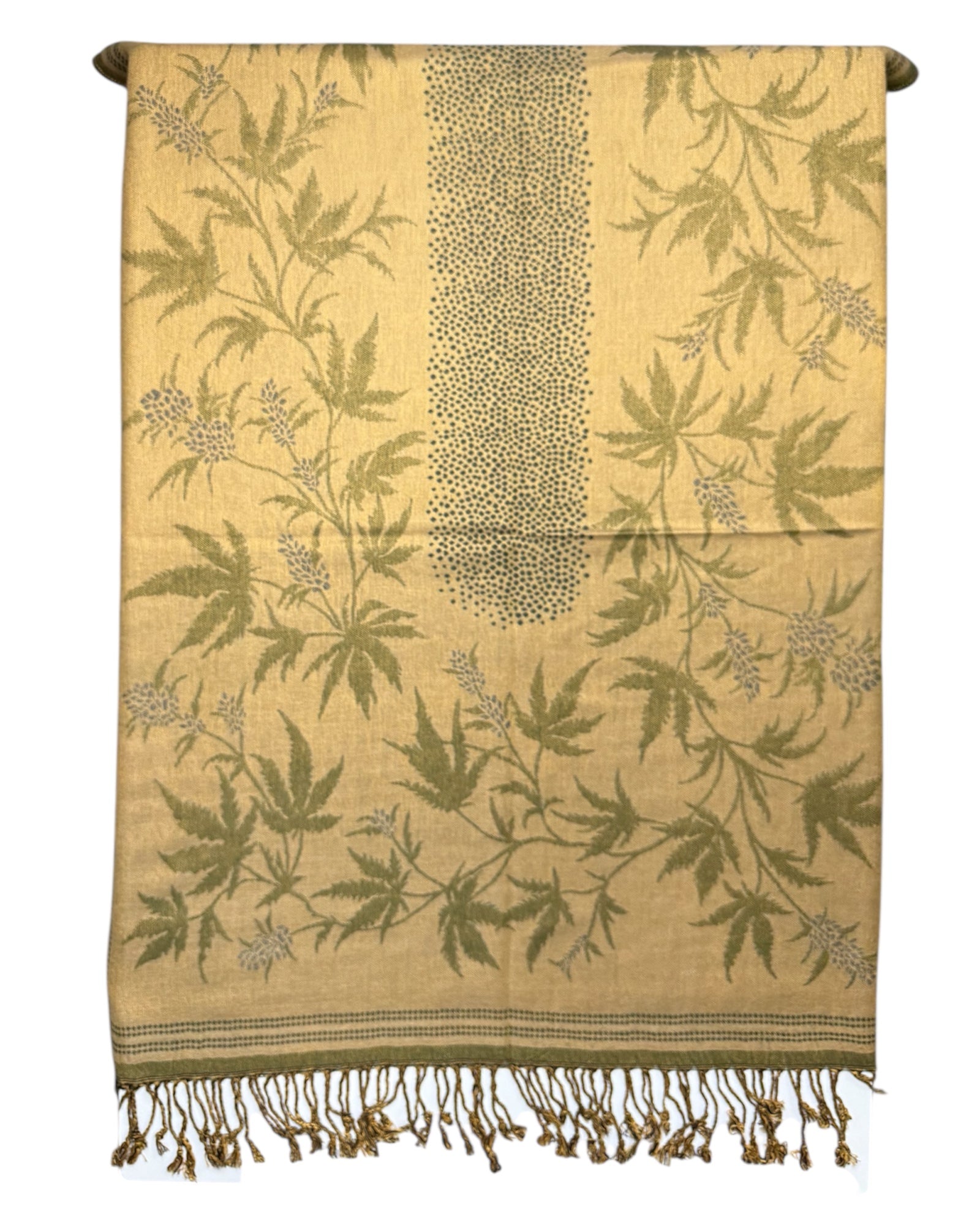 Reversible blaze rave pashmina folded to show contrasting green designs