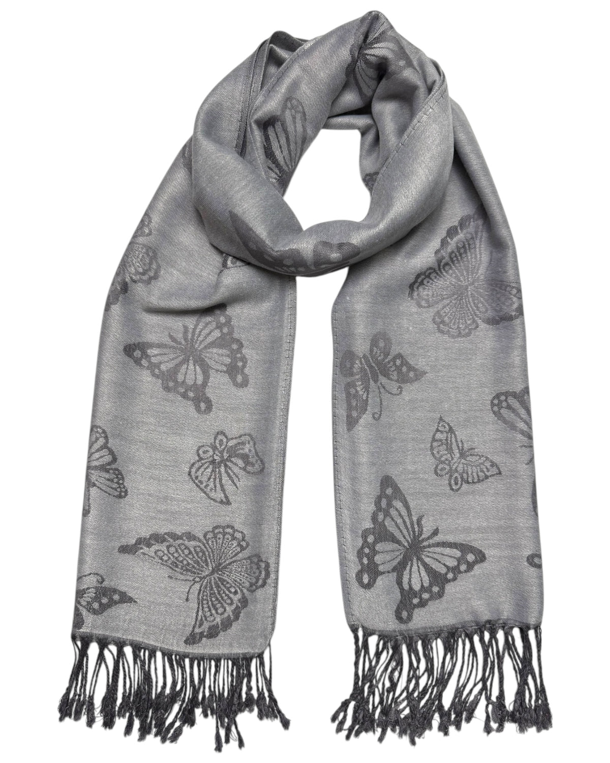 Silver & Gray Reversible Butterfly Rave Pashmina | Festival Scarf