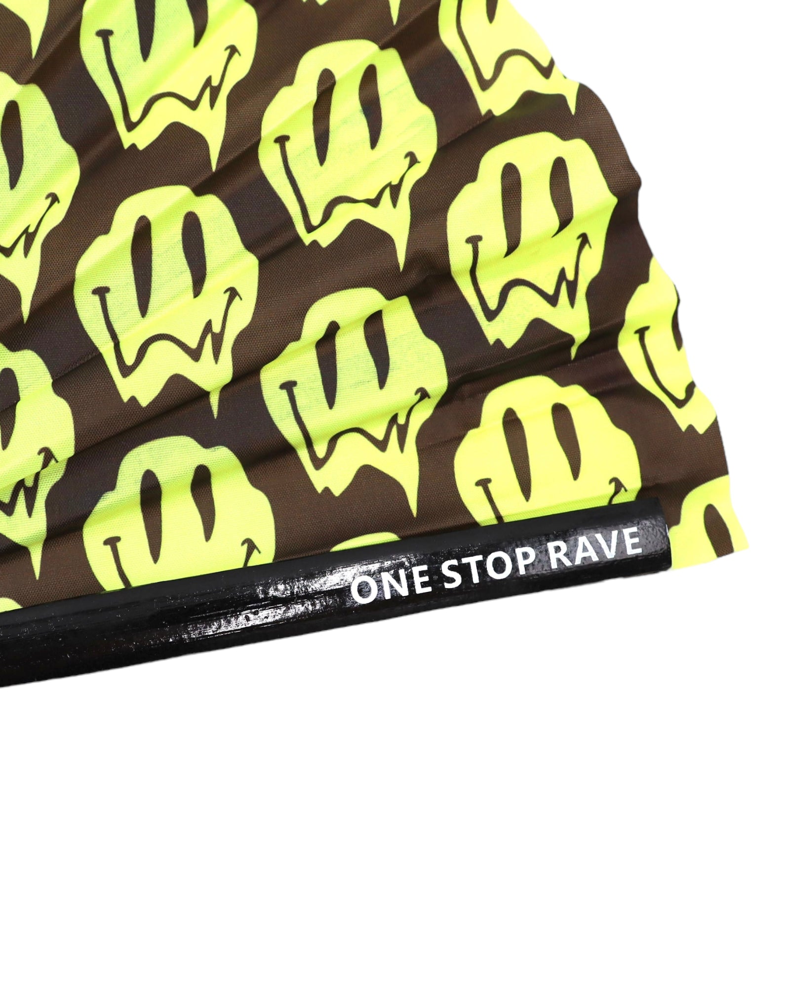 Stay Trippy hand fan One Stop Rave handle close up