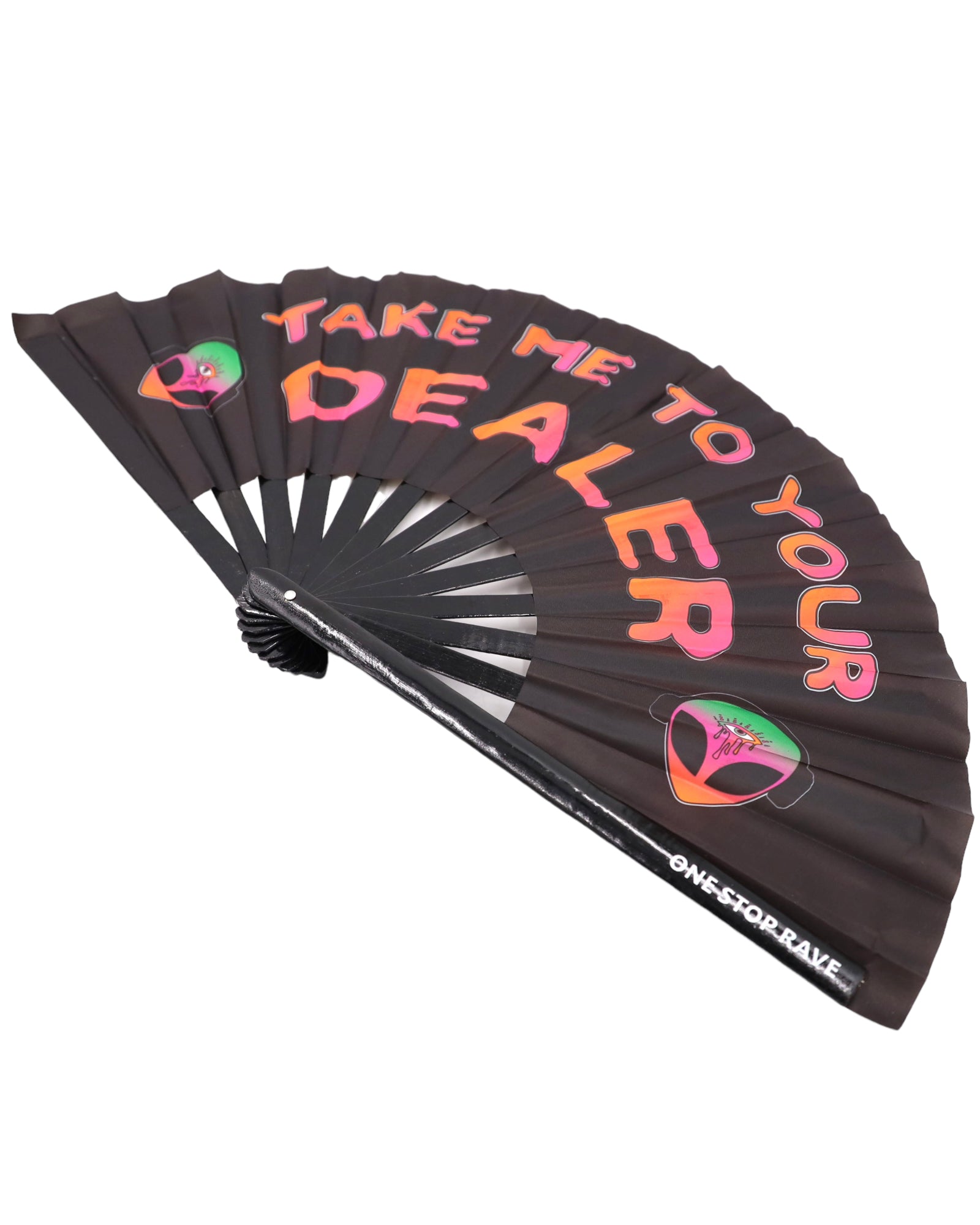 Take Me To Your Dealer hand fan angled view