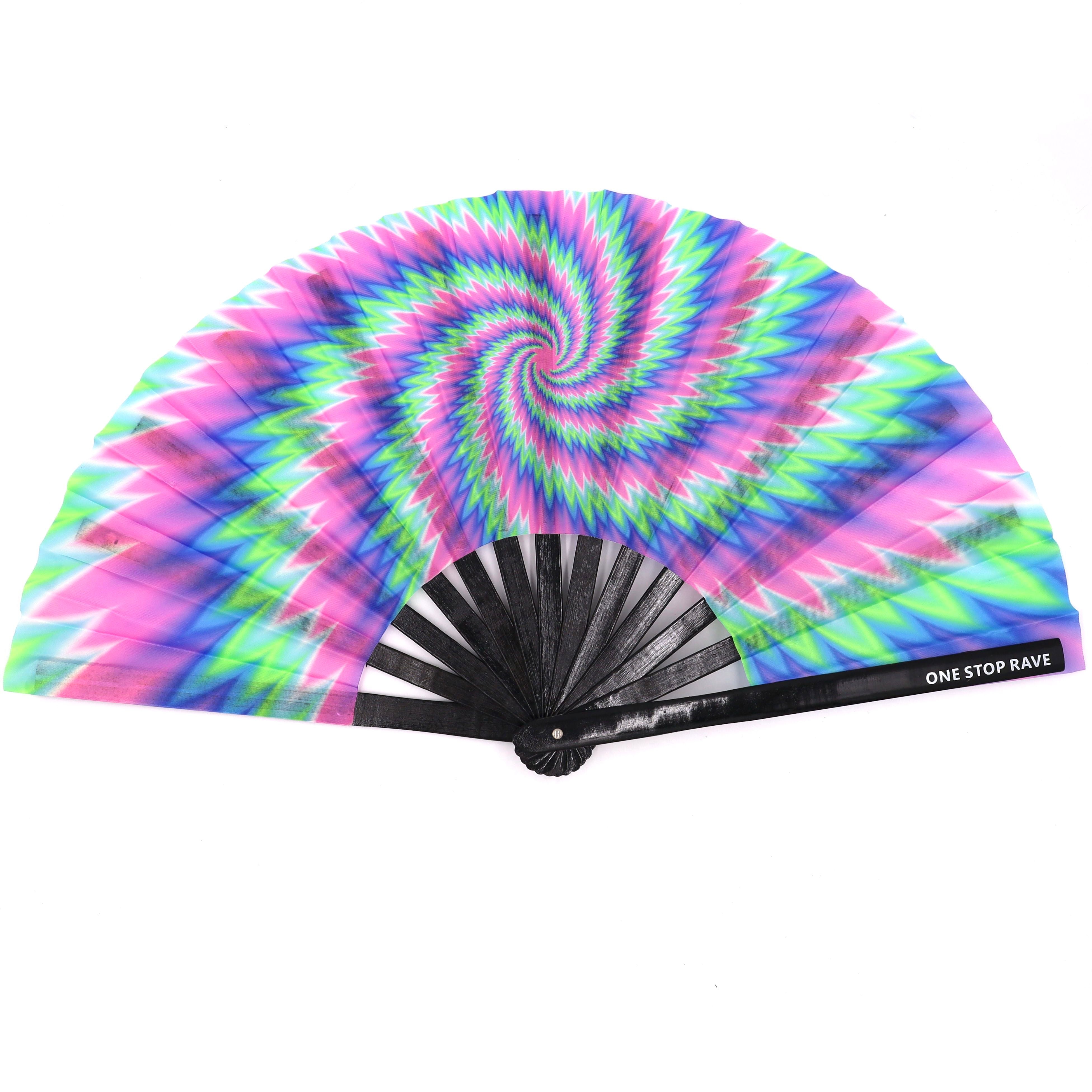 Vortex Hand Fan | Psychedelic Rave Fan | UV-Reactive Festival Fan