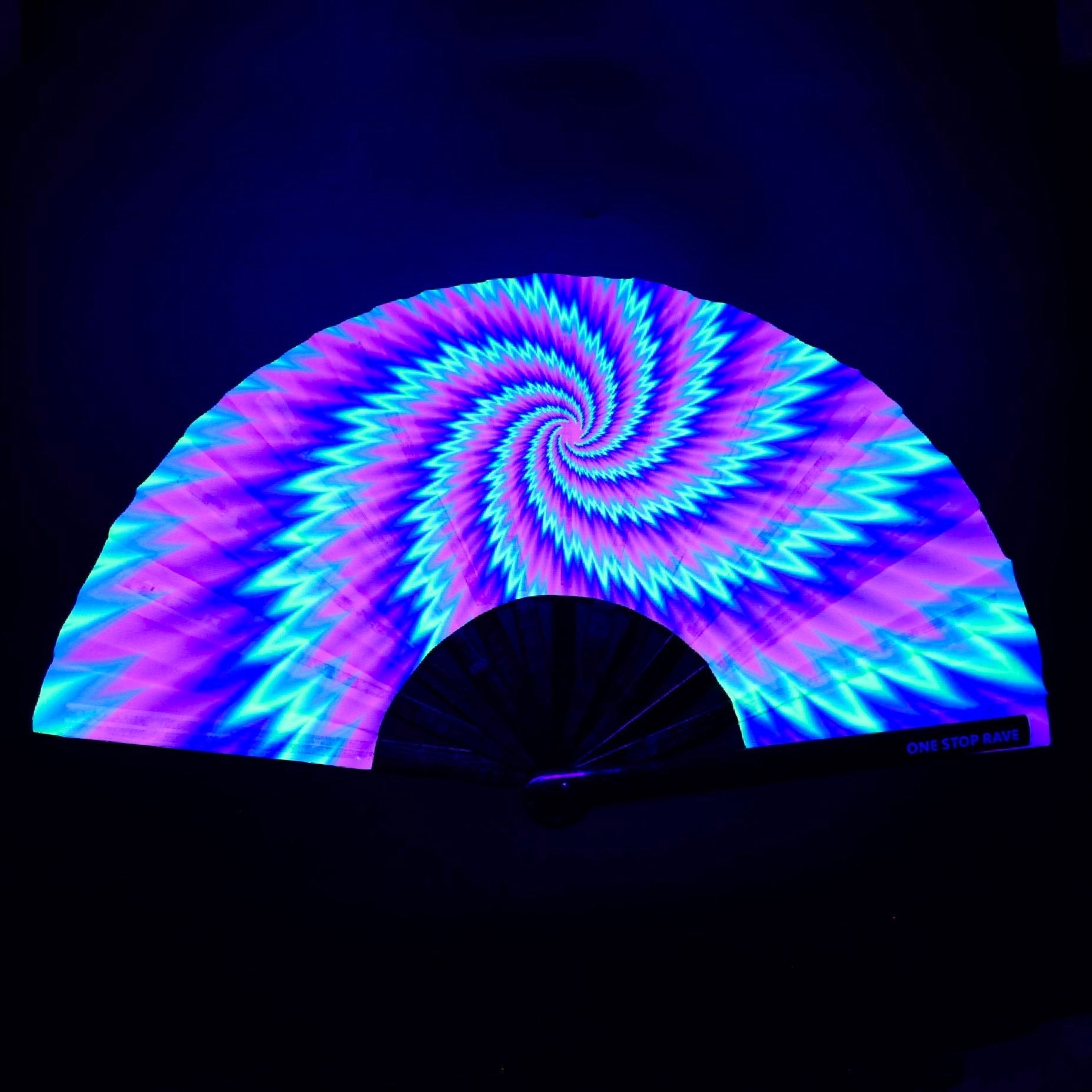 Vortex Hand Fan | Psychedelic Rave Fan | UV-Reactive Festival Fan