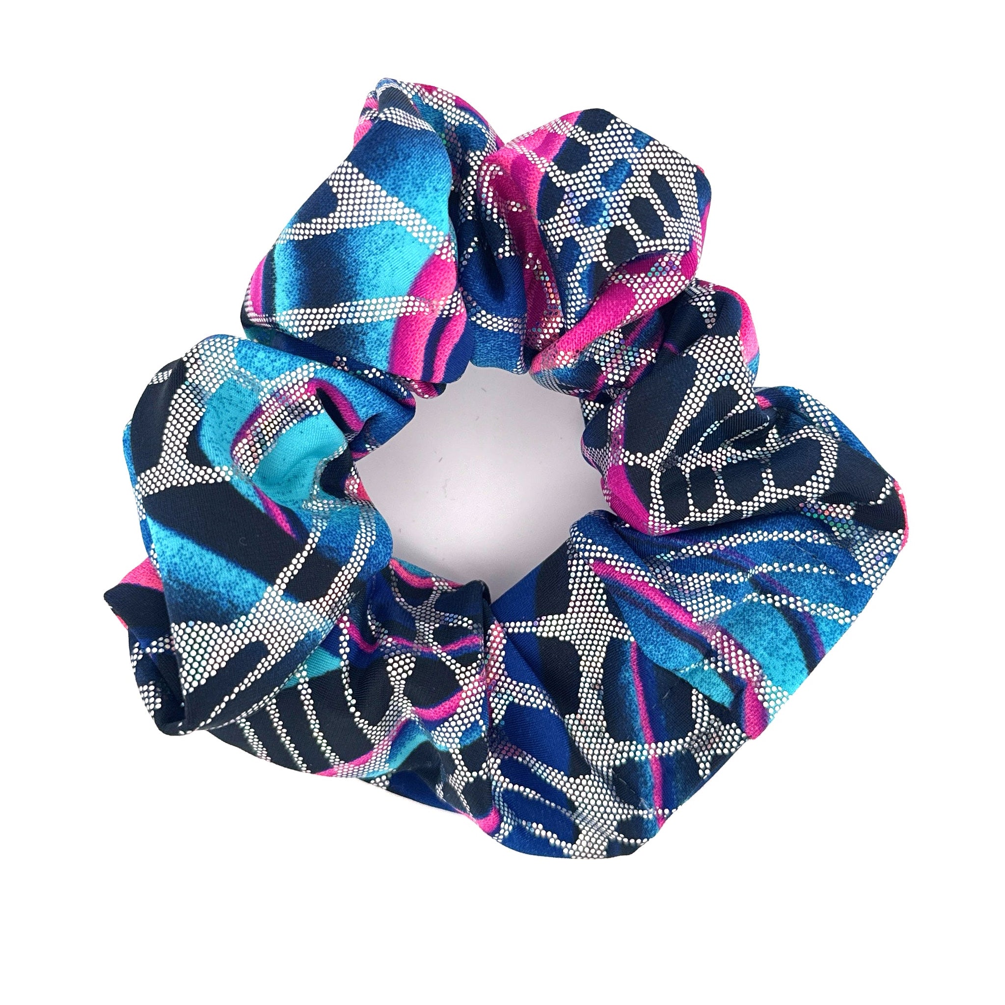 Multicolored stash scrunchie on a white background