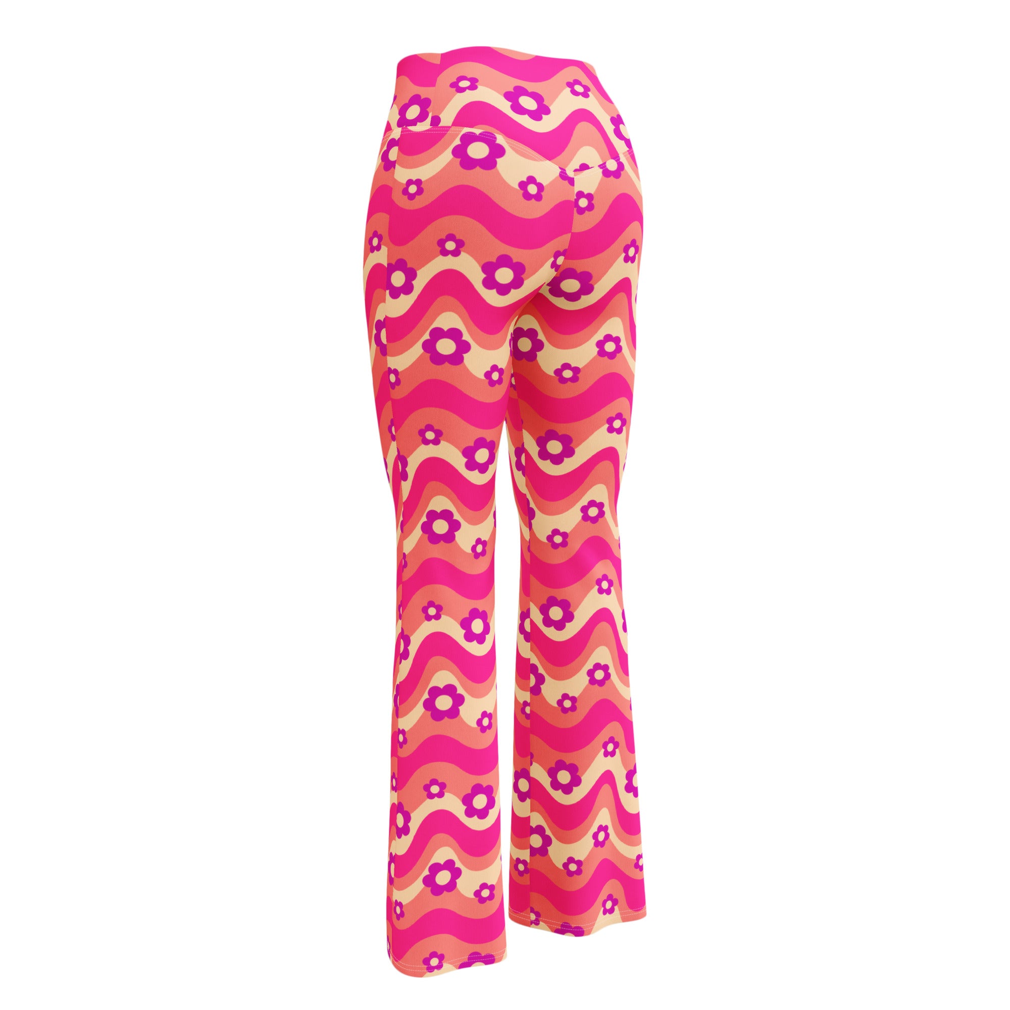 Flower Power Pink Flare Leggings