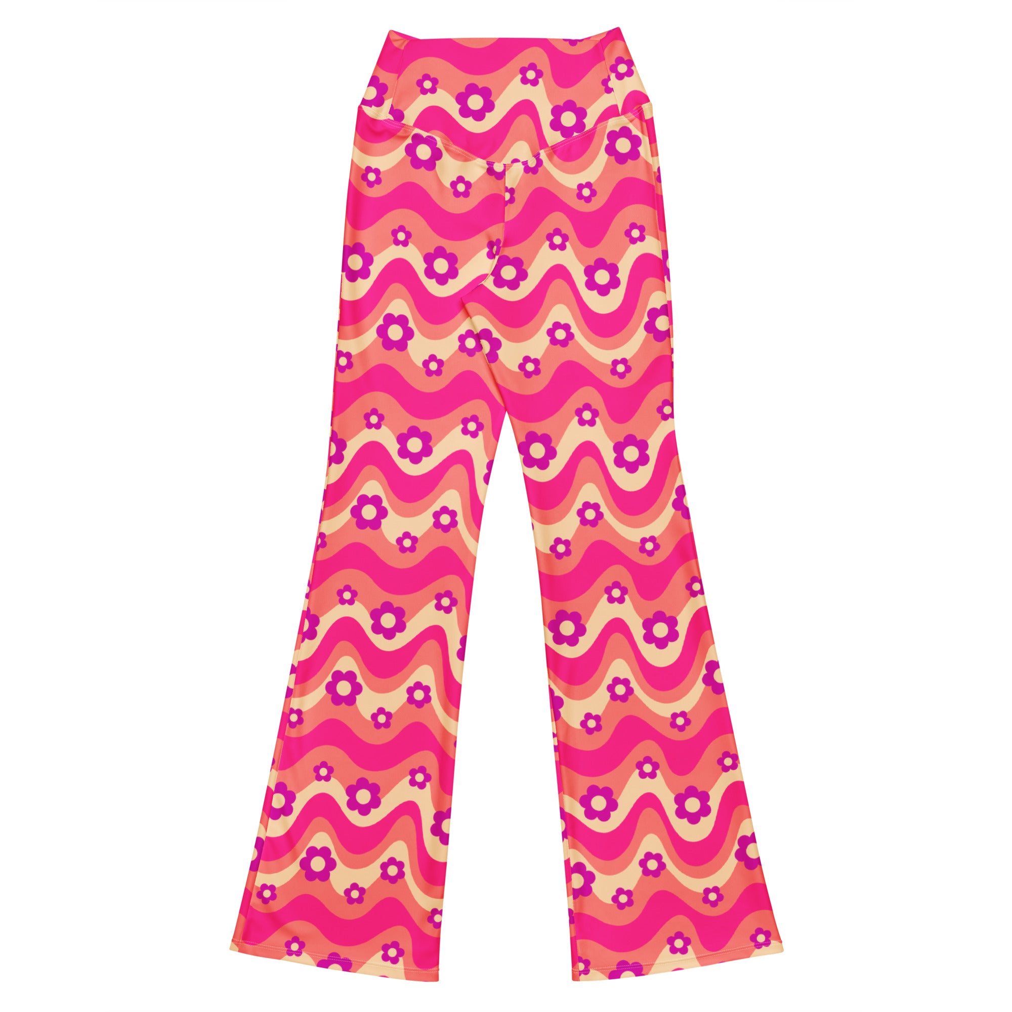 Flower Power Pink Flare Leggings