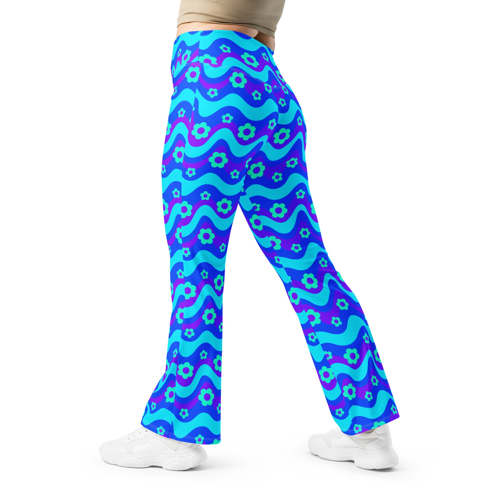 Flower Power Blue Flare Leggings