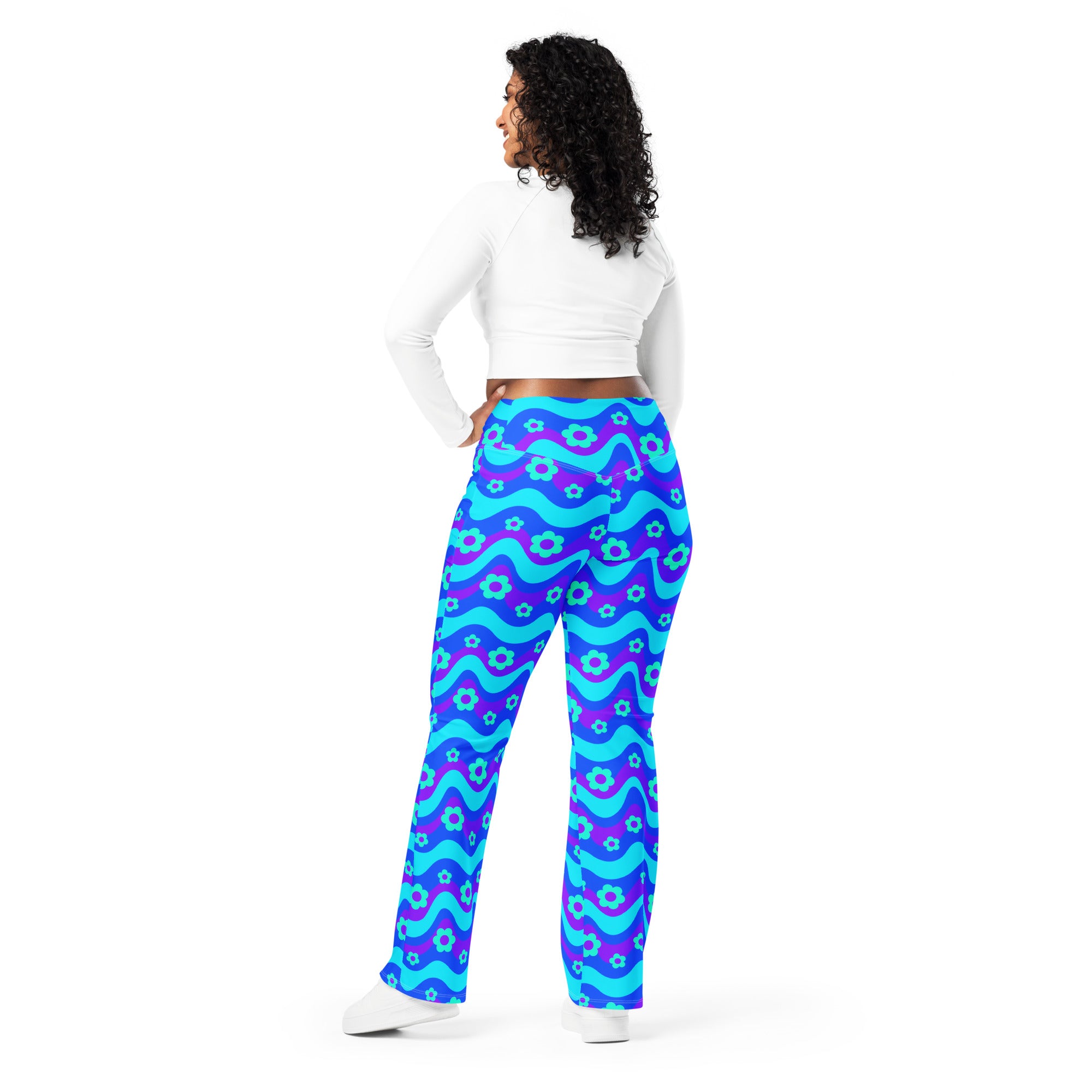 Flower Power Blue Flare Leggings