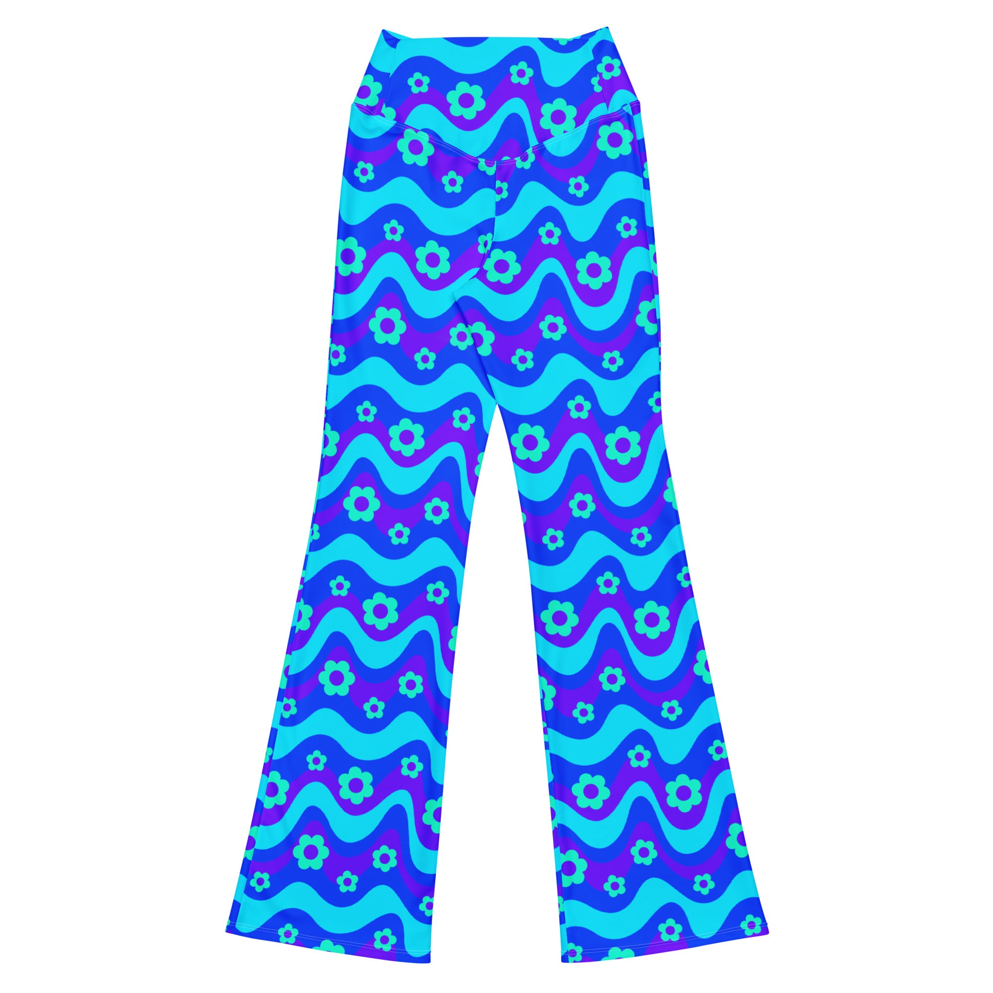 Flower Power Blue Flare Leggings