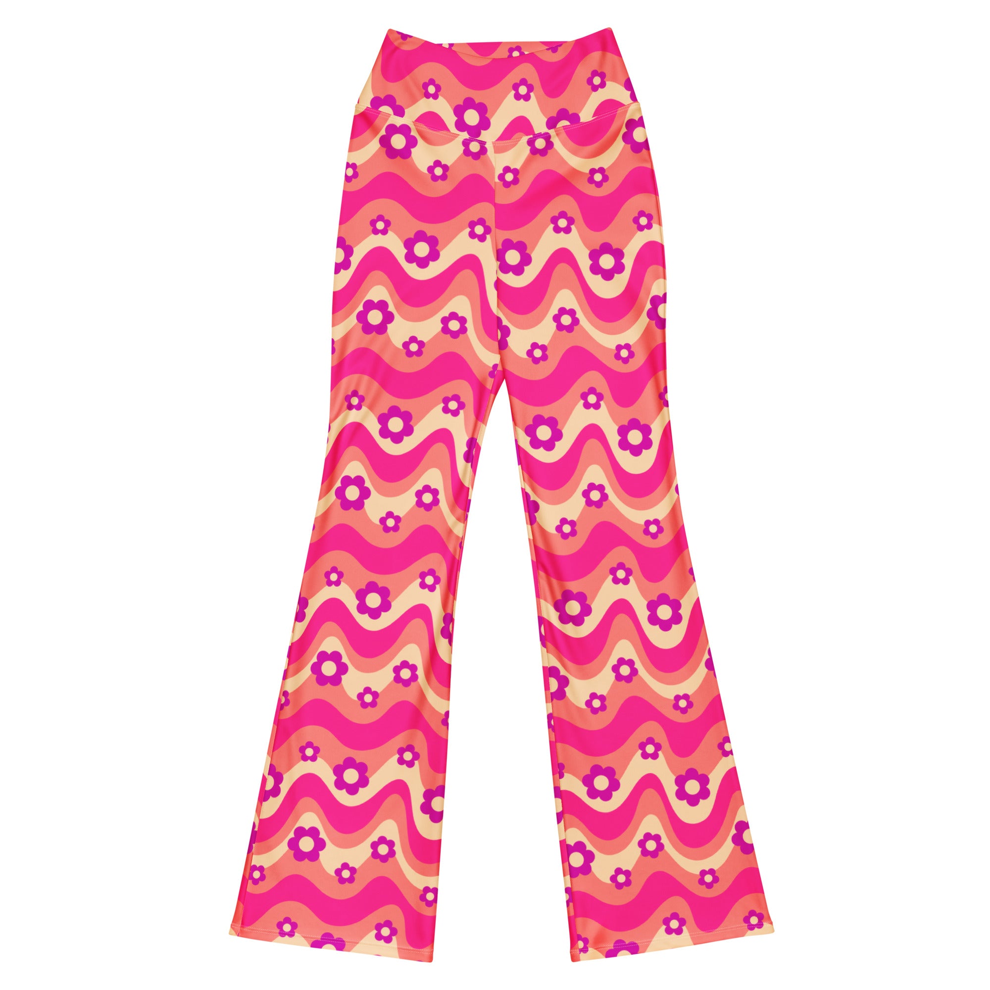 Flower Power Pink Flare Leggings