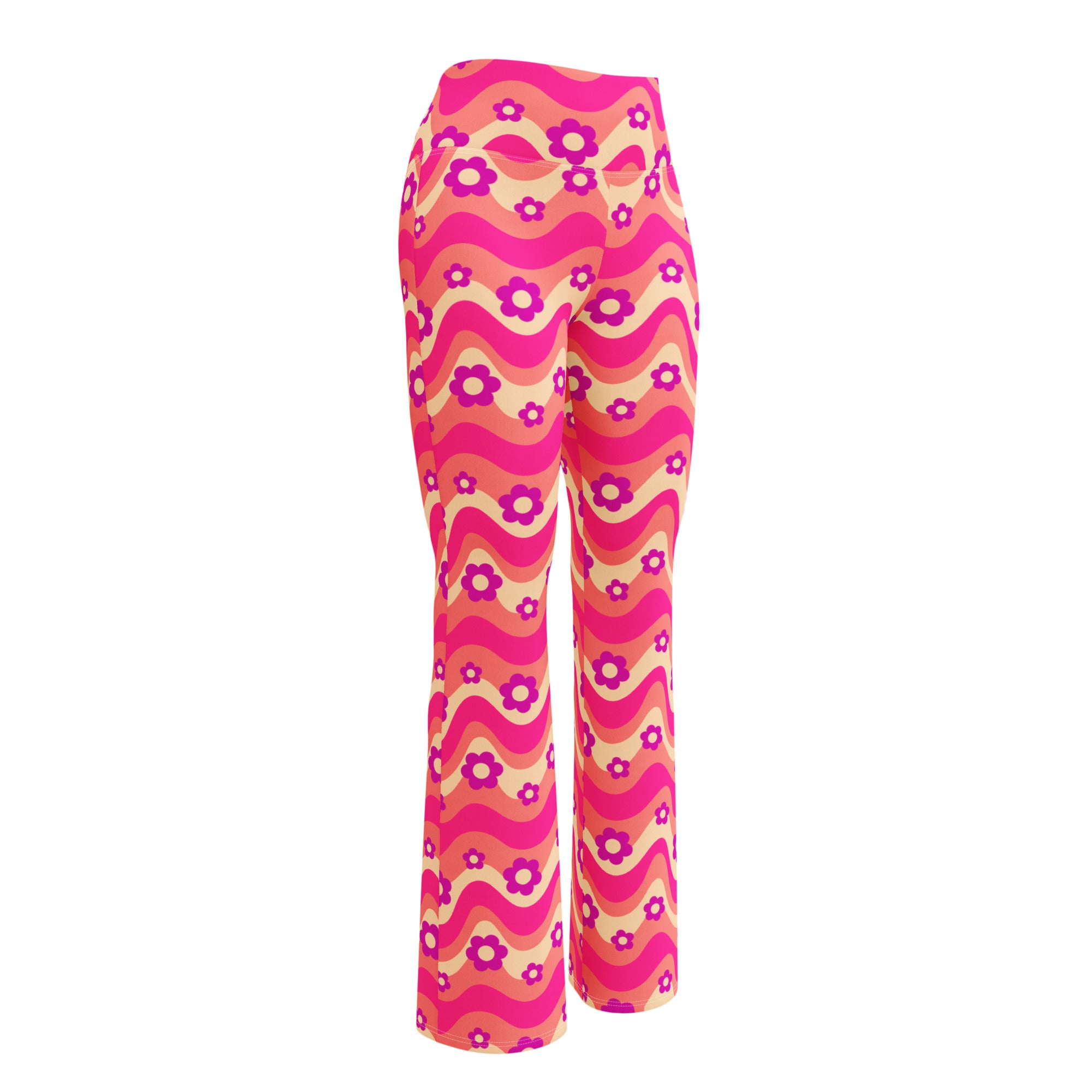 Flower Power Pink Flare Leggings